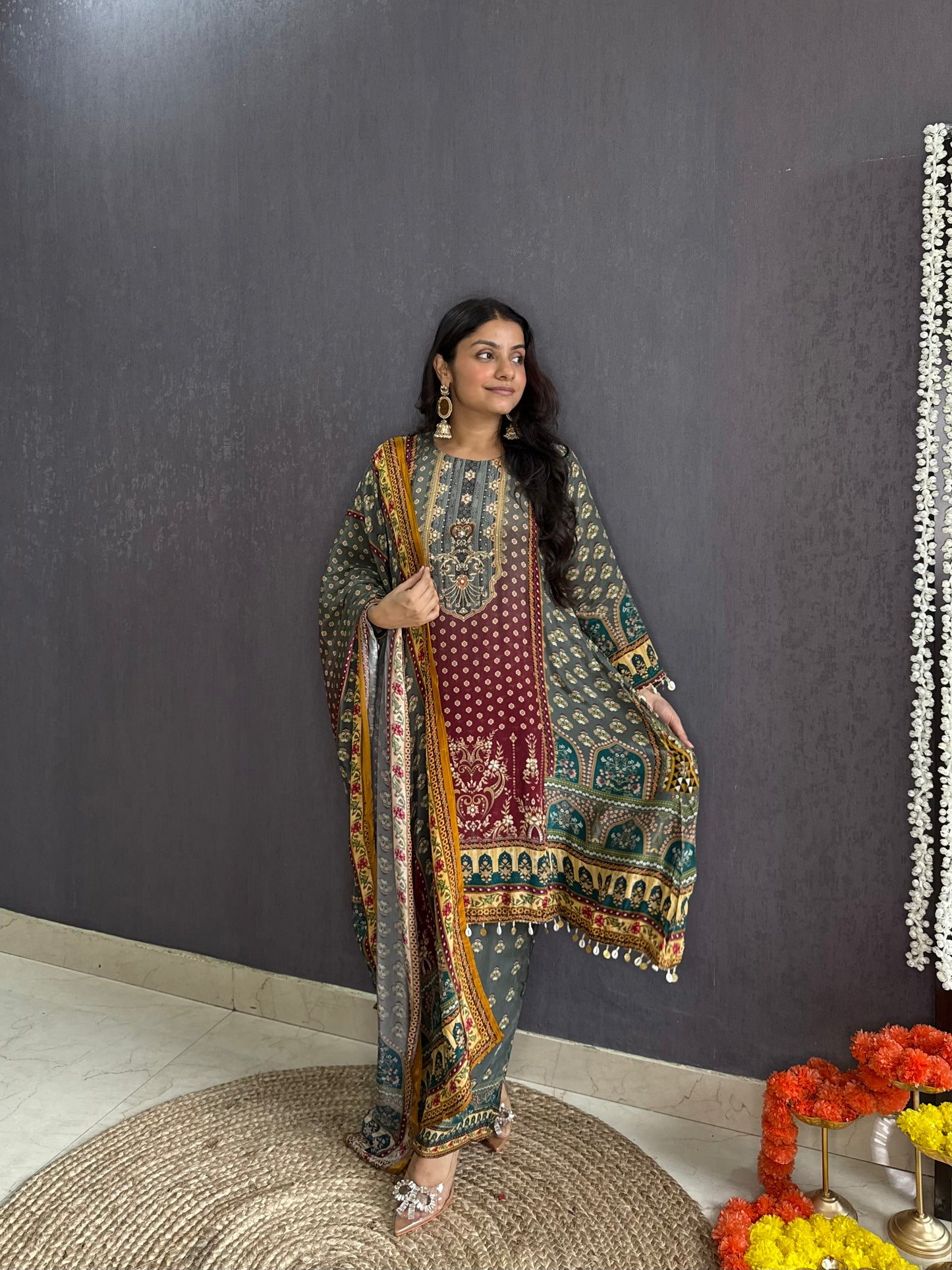 Digitally printed high low Suit