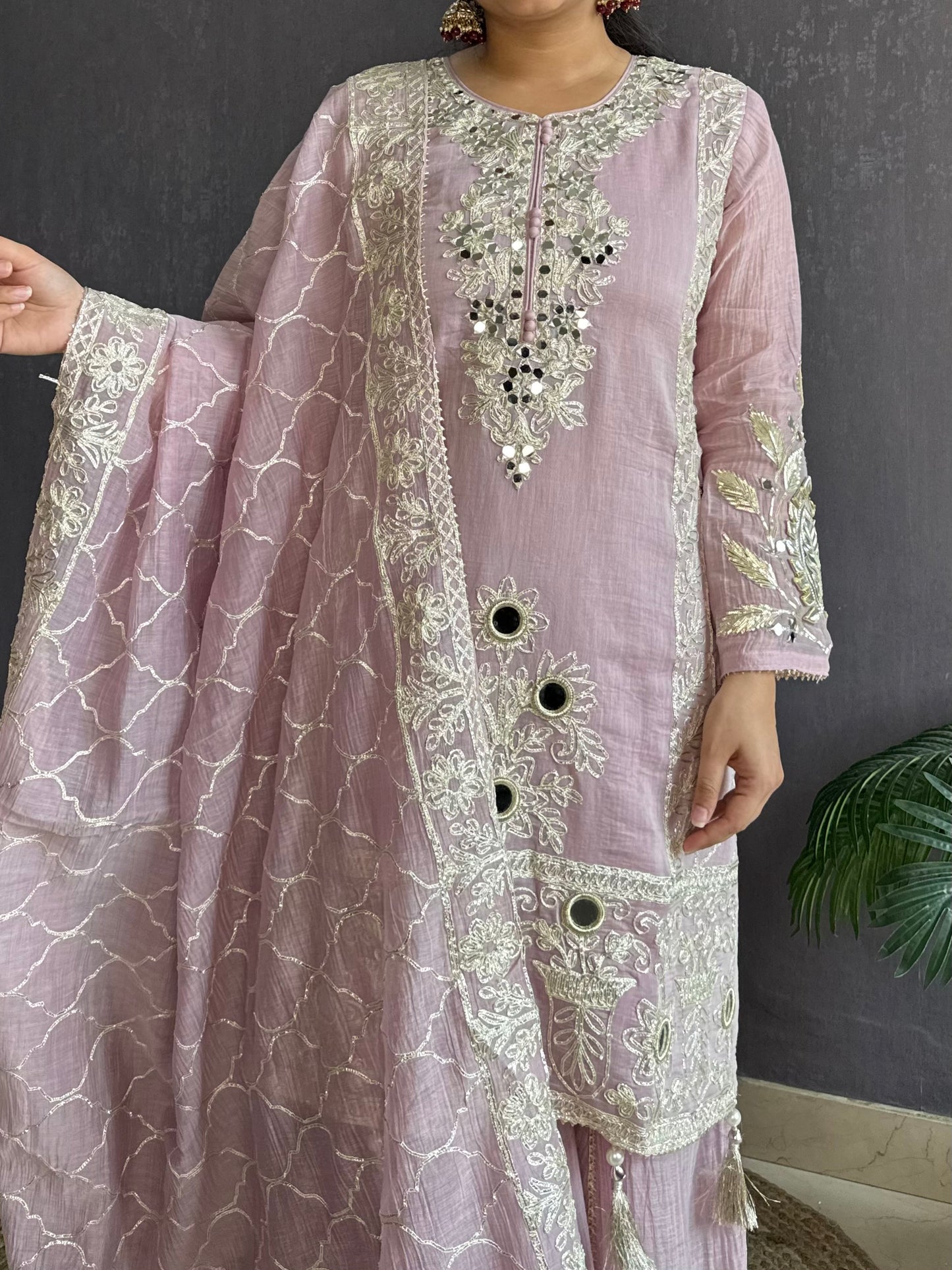 Luxurious mul cotton gotapatti sharara set
