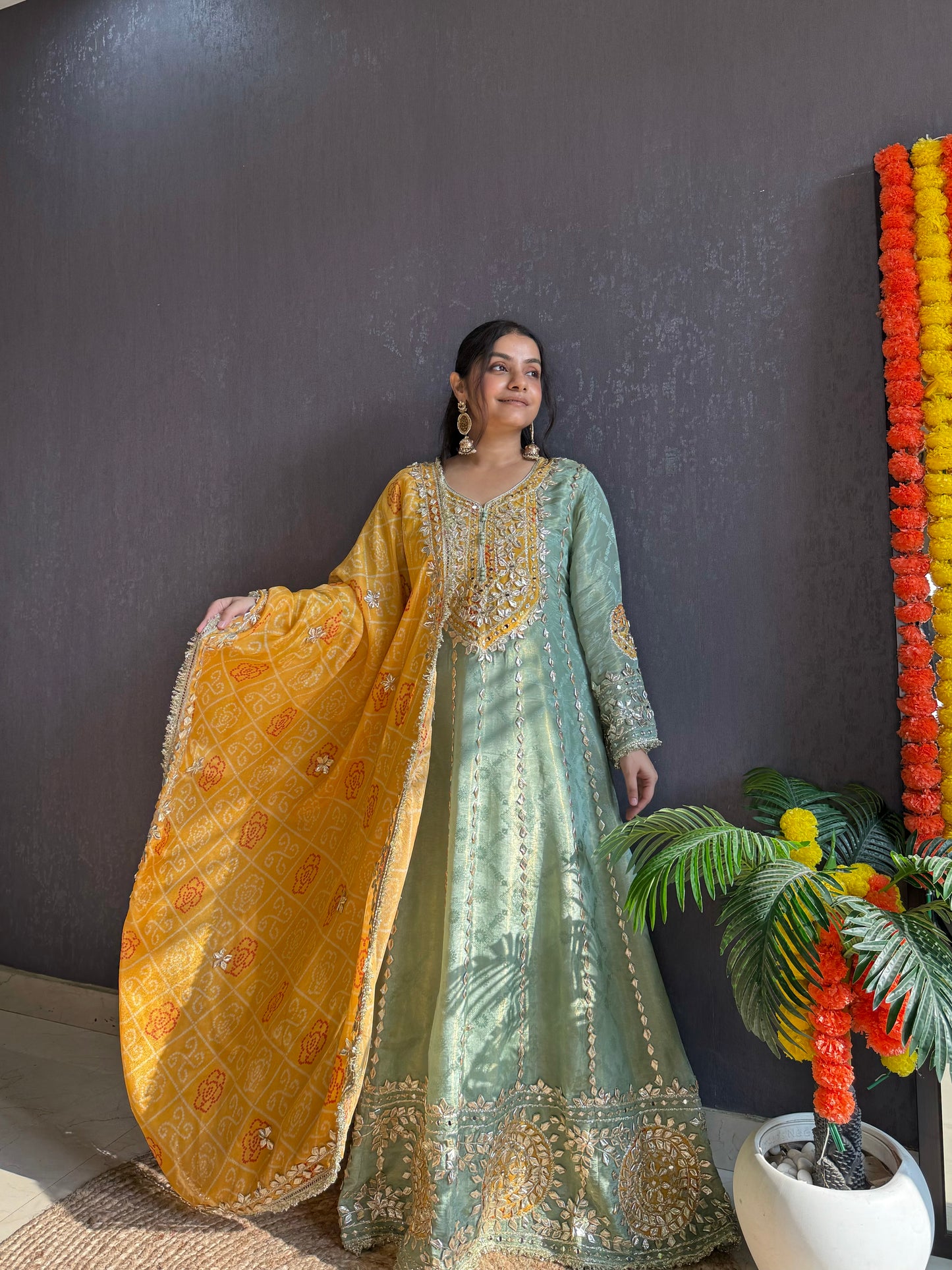 Luxurious Bandhani gotapatti anarkali set