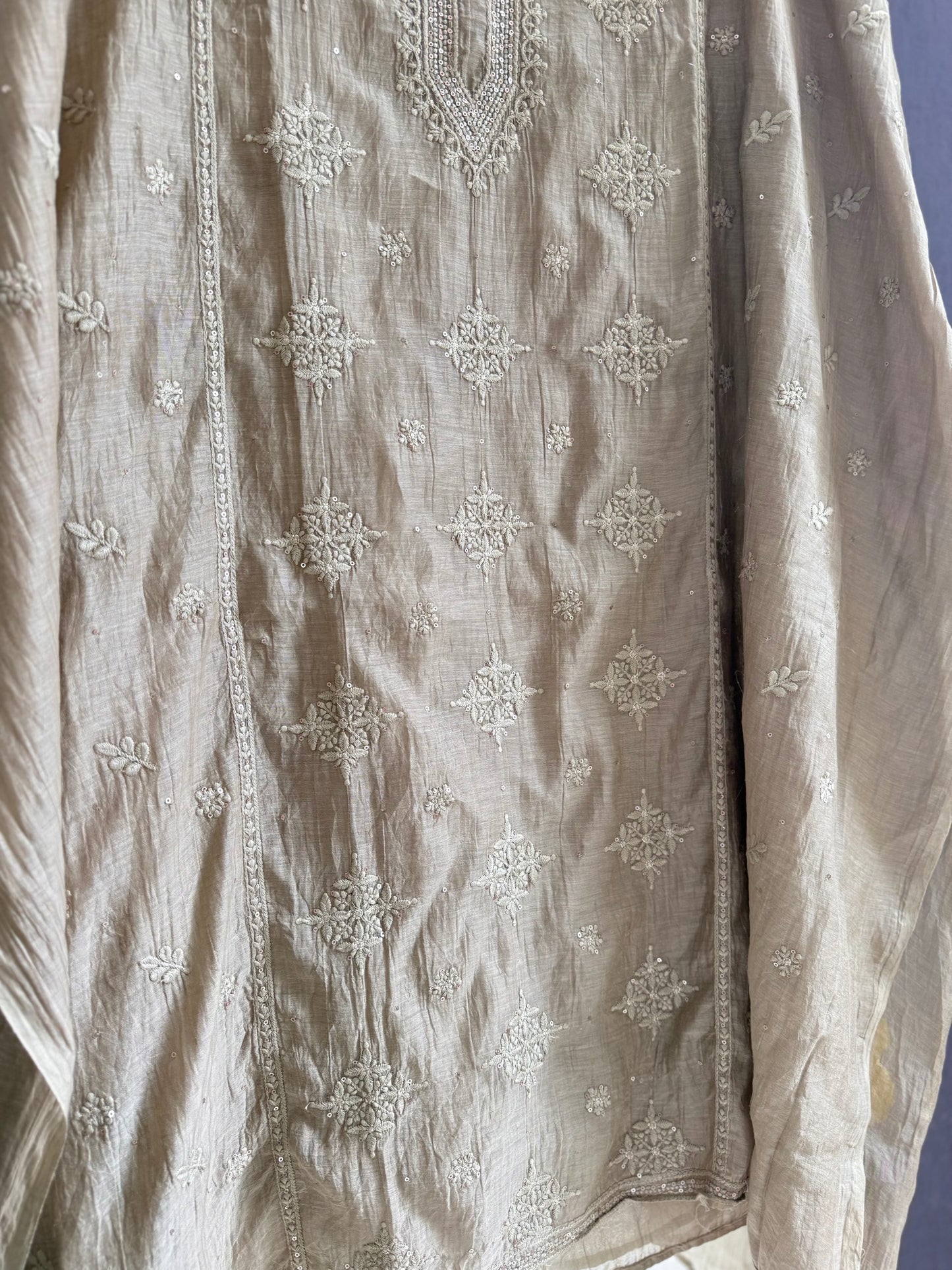 Luxurious Mul chanderi lucknowi handwork suit
