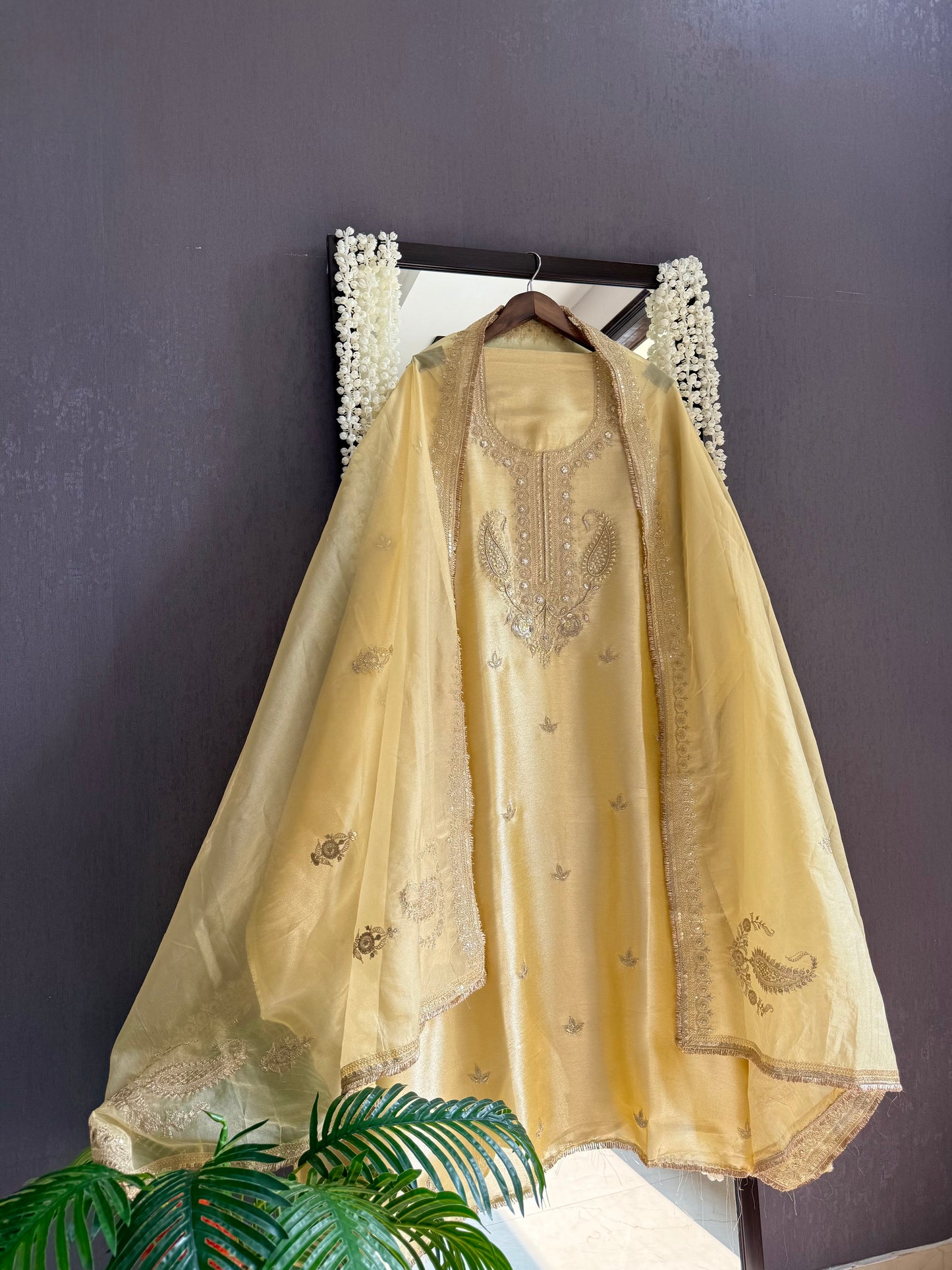 Luxurious Tissue silk aari work suit