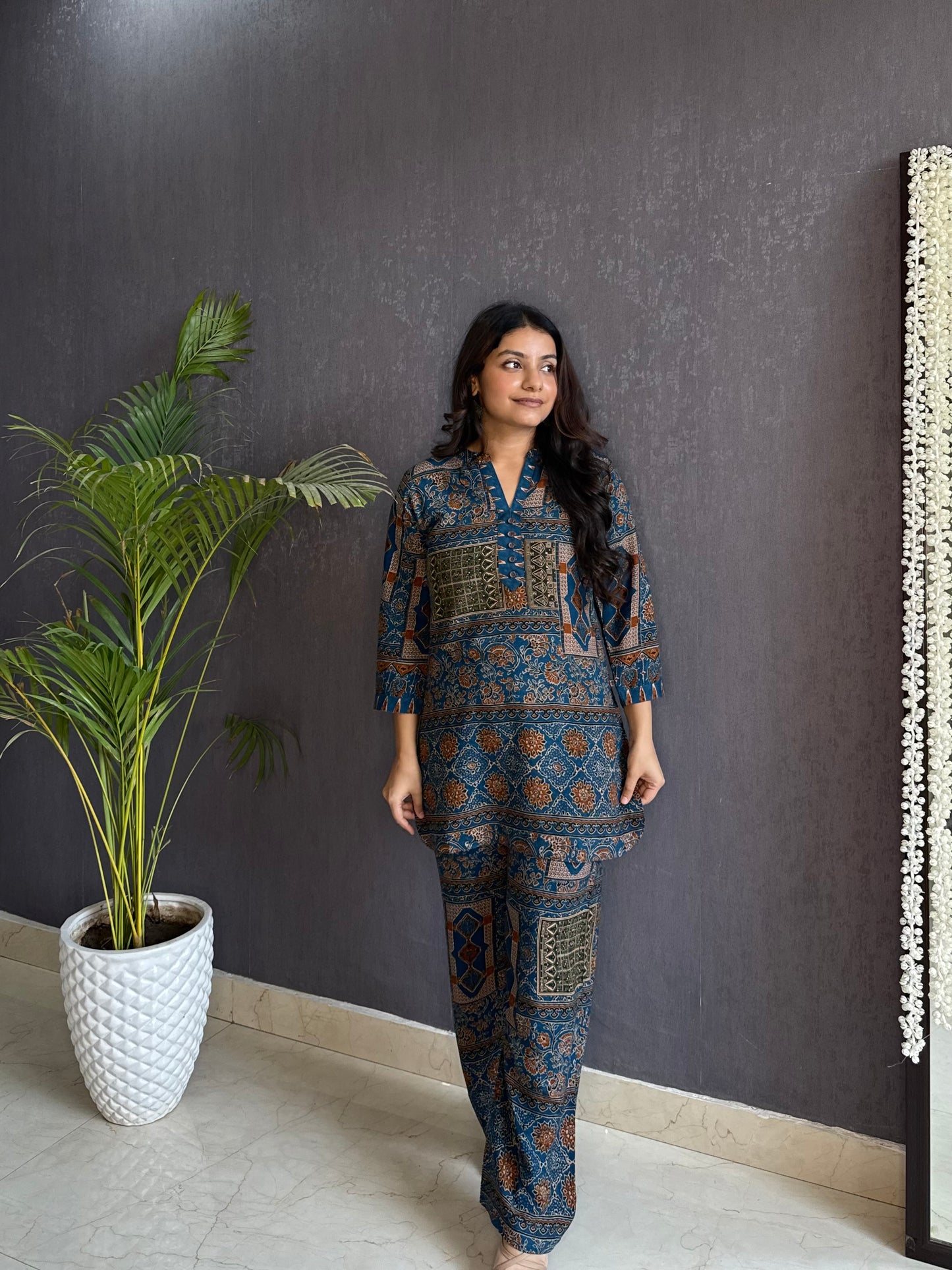 Modal cotton Ajrakh Coord set