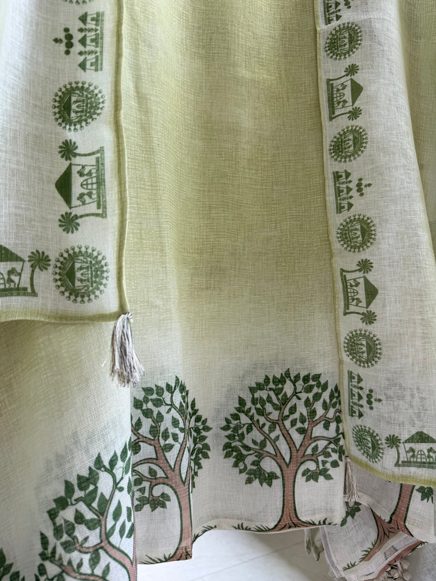 Pure linen worli art handwork suit