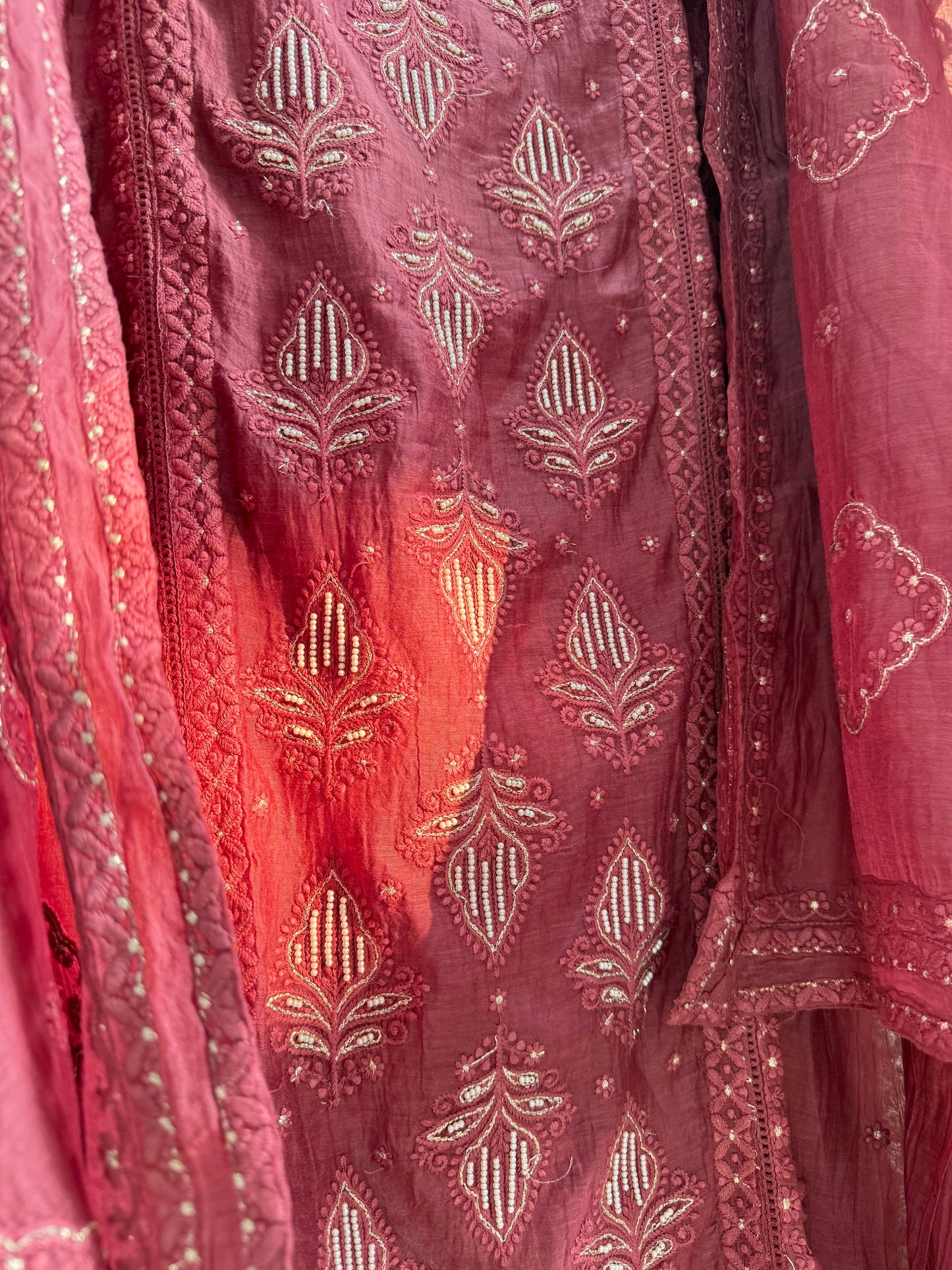 Luxurious Mul chanderi lucknowi handwork suit