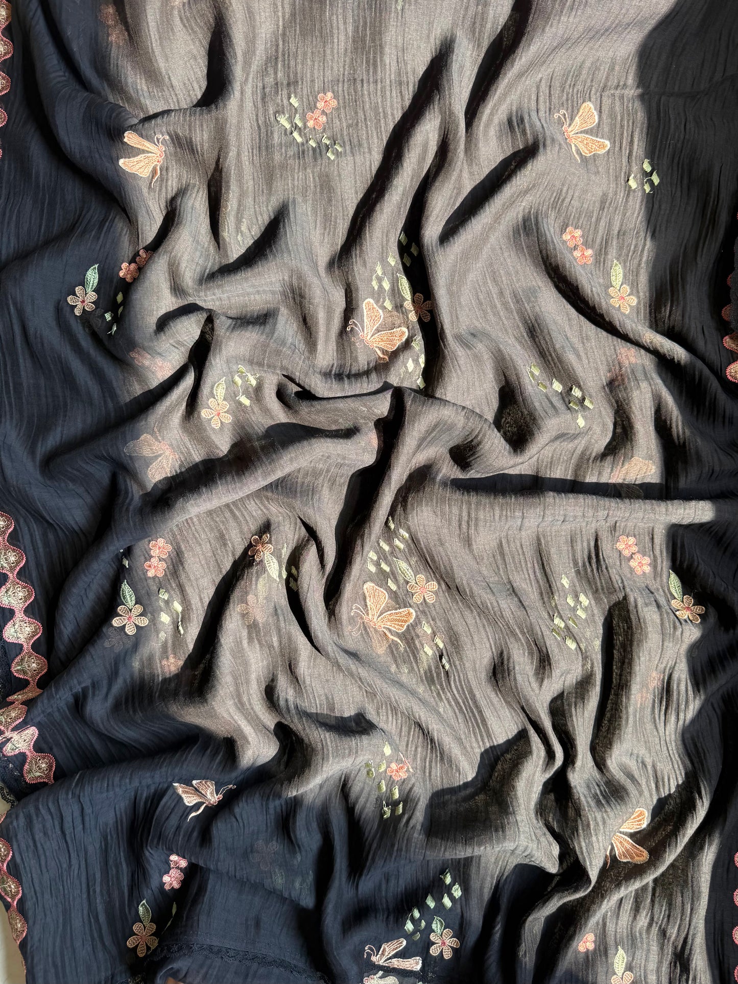 Luxurious Mul chanderi butterfly suit