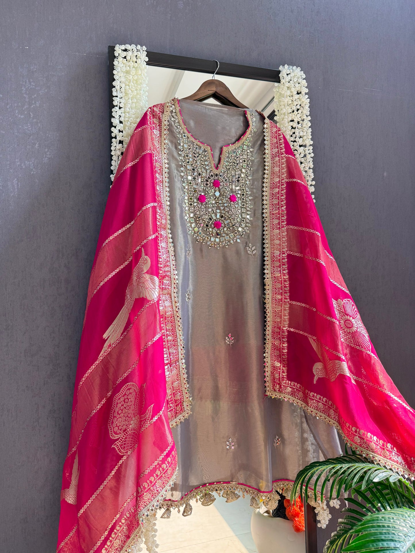 Luxurious Mirrorwork Benarsi suit