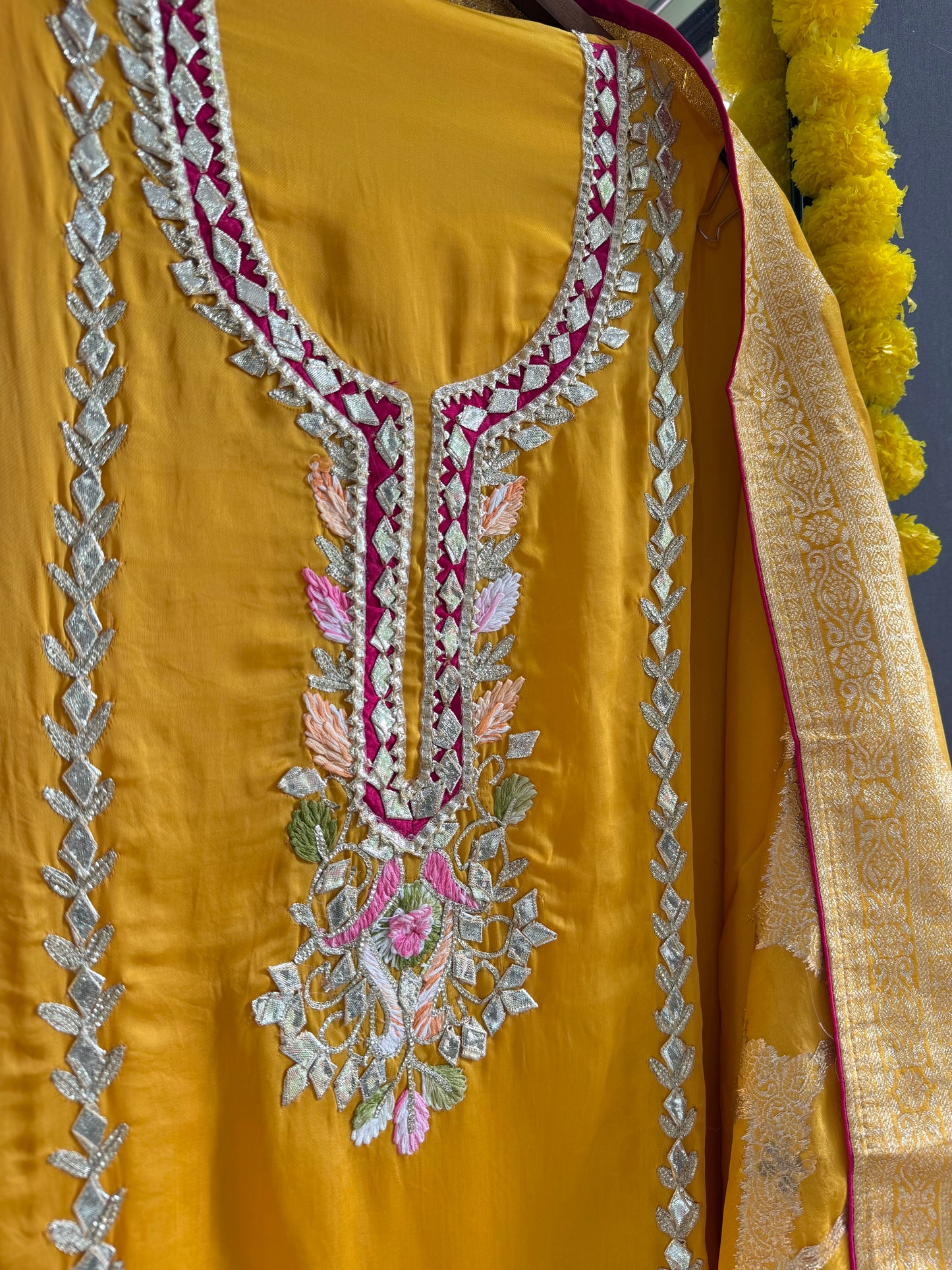 Luxurious Gotapatti satin silk suit