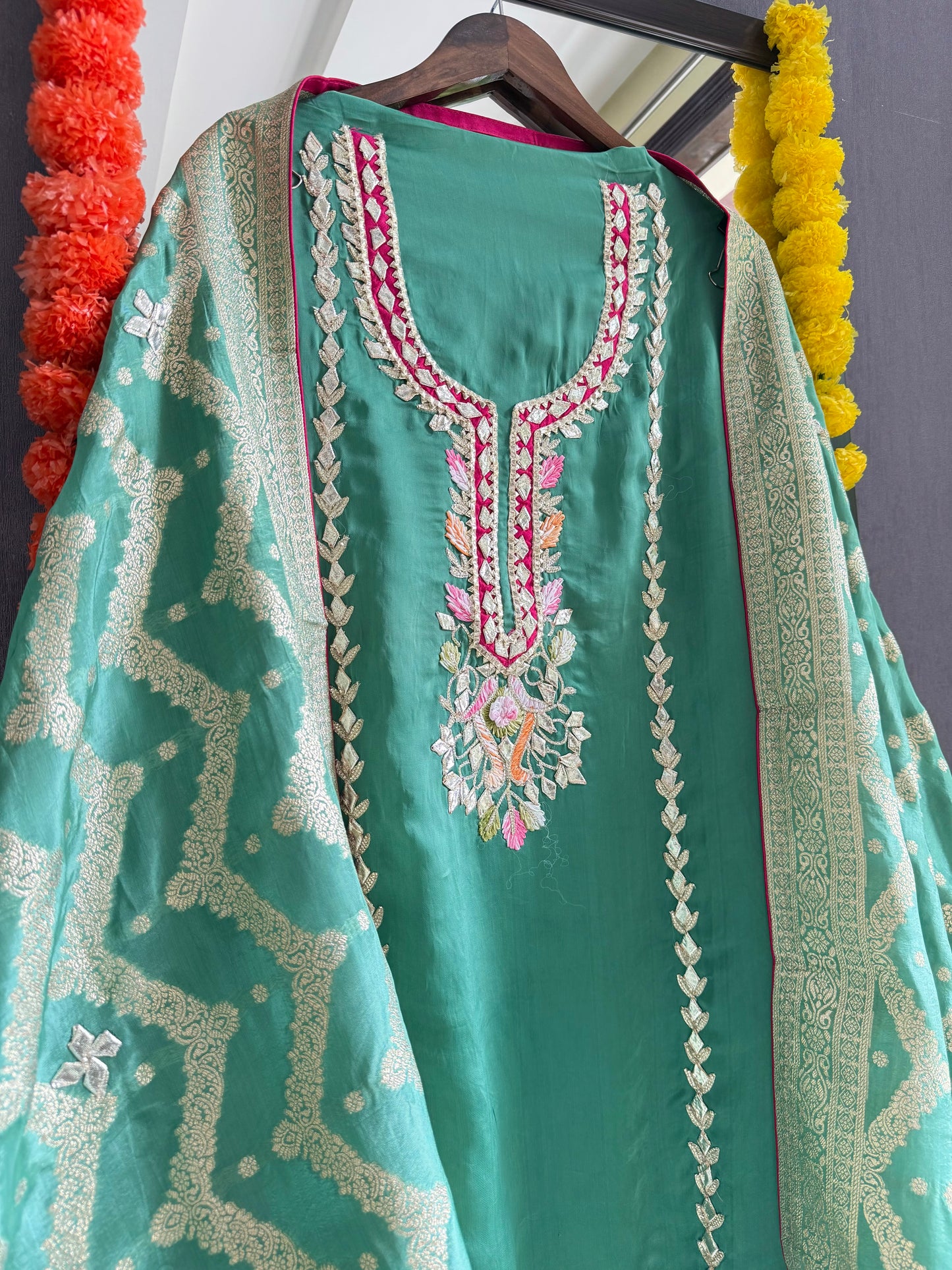 Luxurious Gotapatti satin silk suit