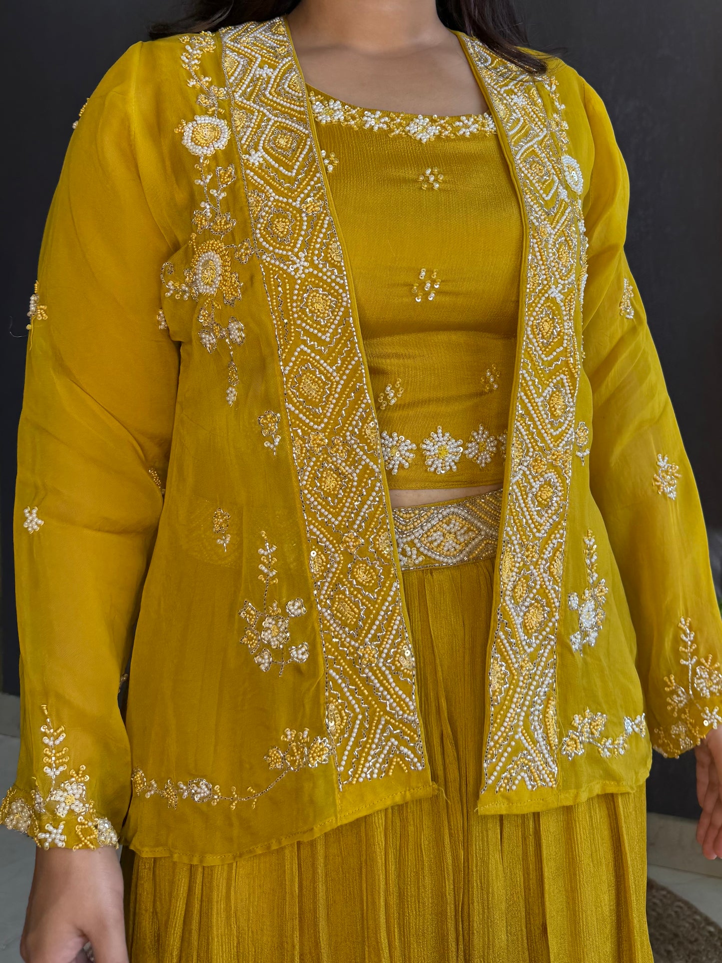 Lehenga jacket handwork dress