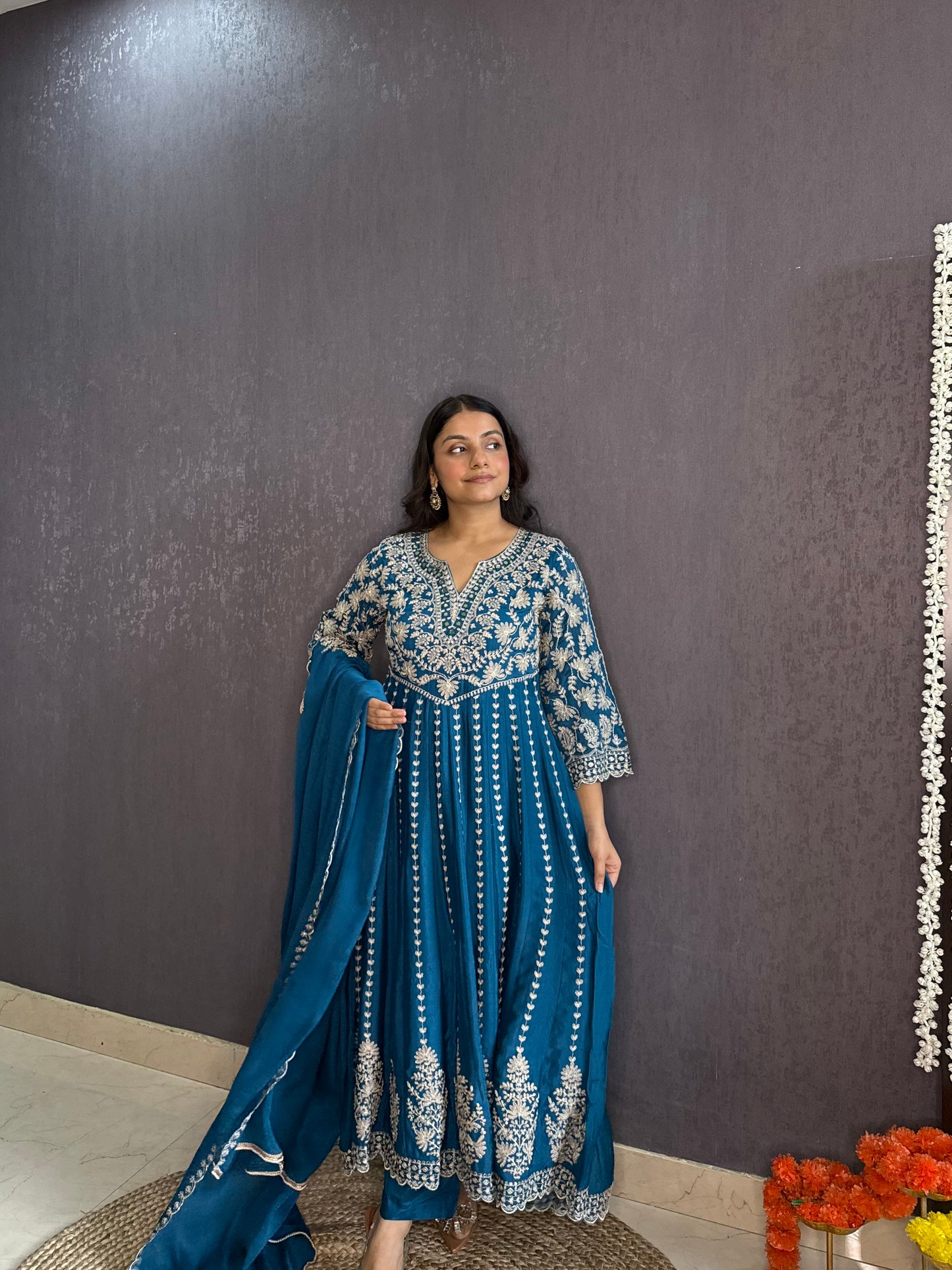 Kalidaar aari work Anarkali set