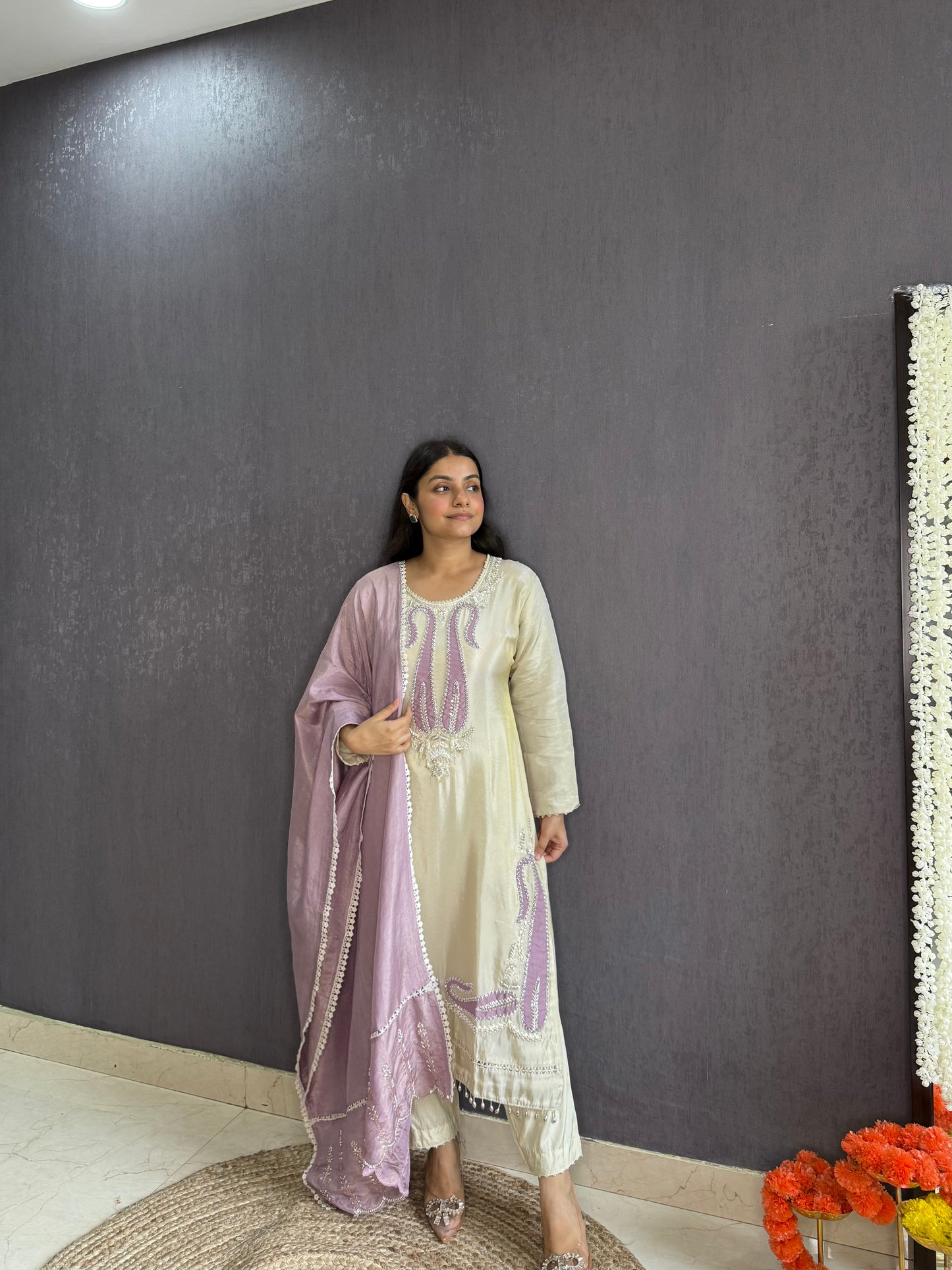 Tissue silk Handwork suit set