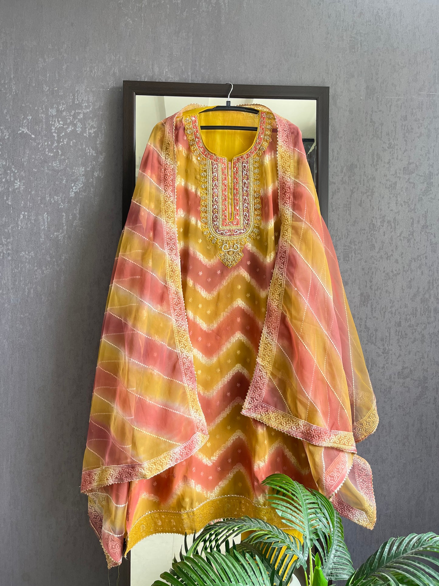 Benarsi organza handwork suit