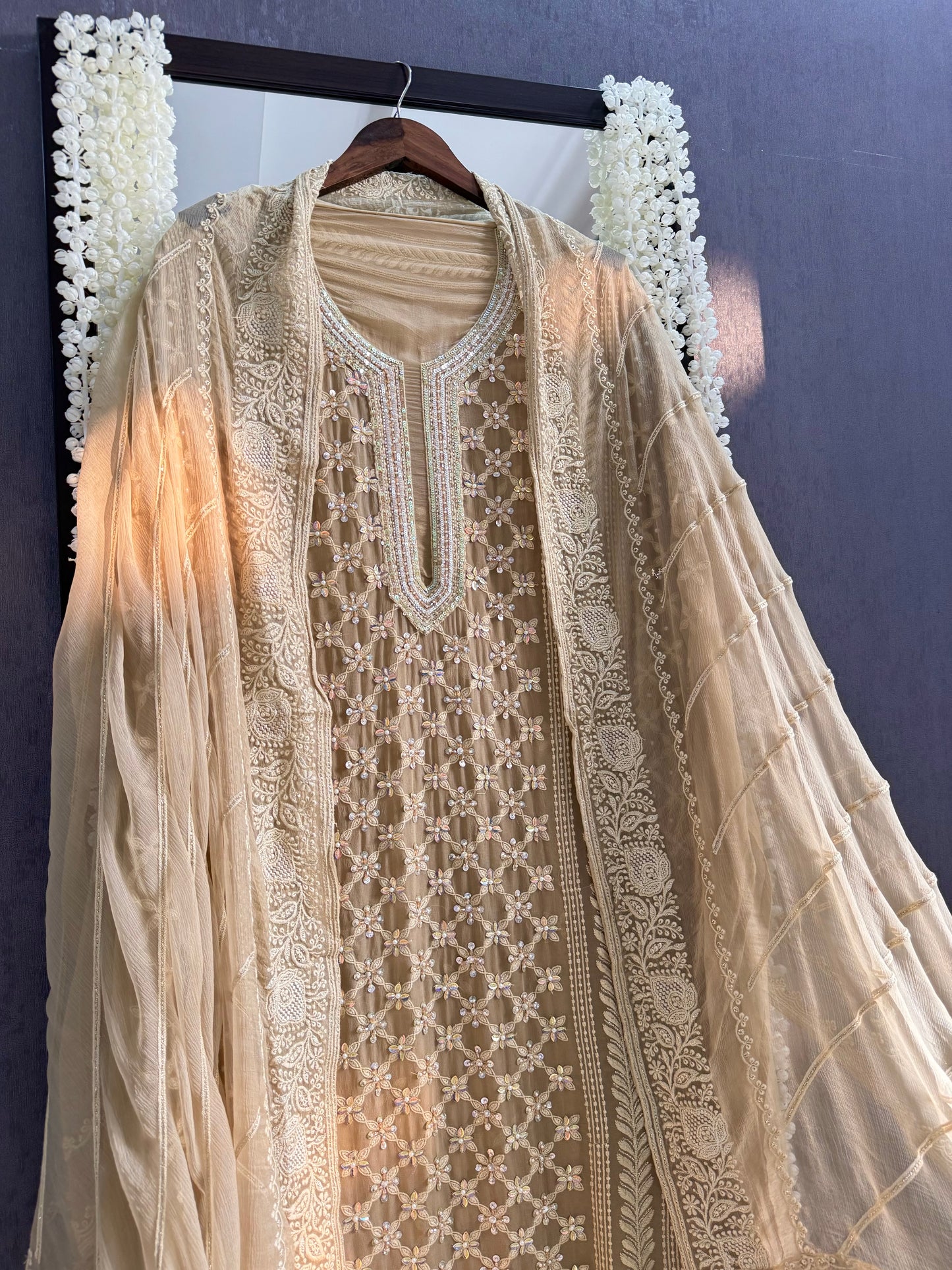 Lucknowi crystal handwork suit