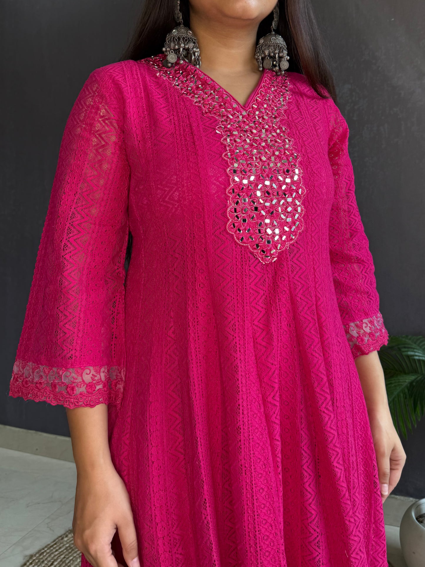 Pure cotton lace work Anarkali