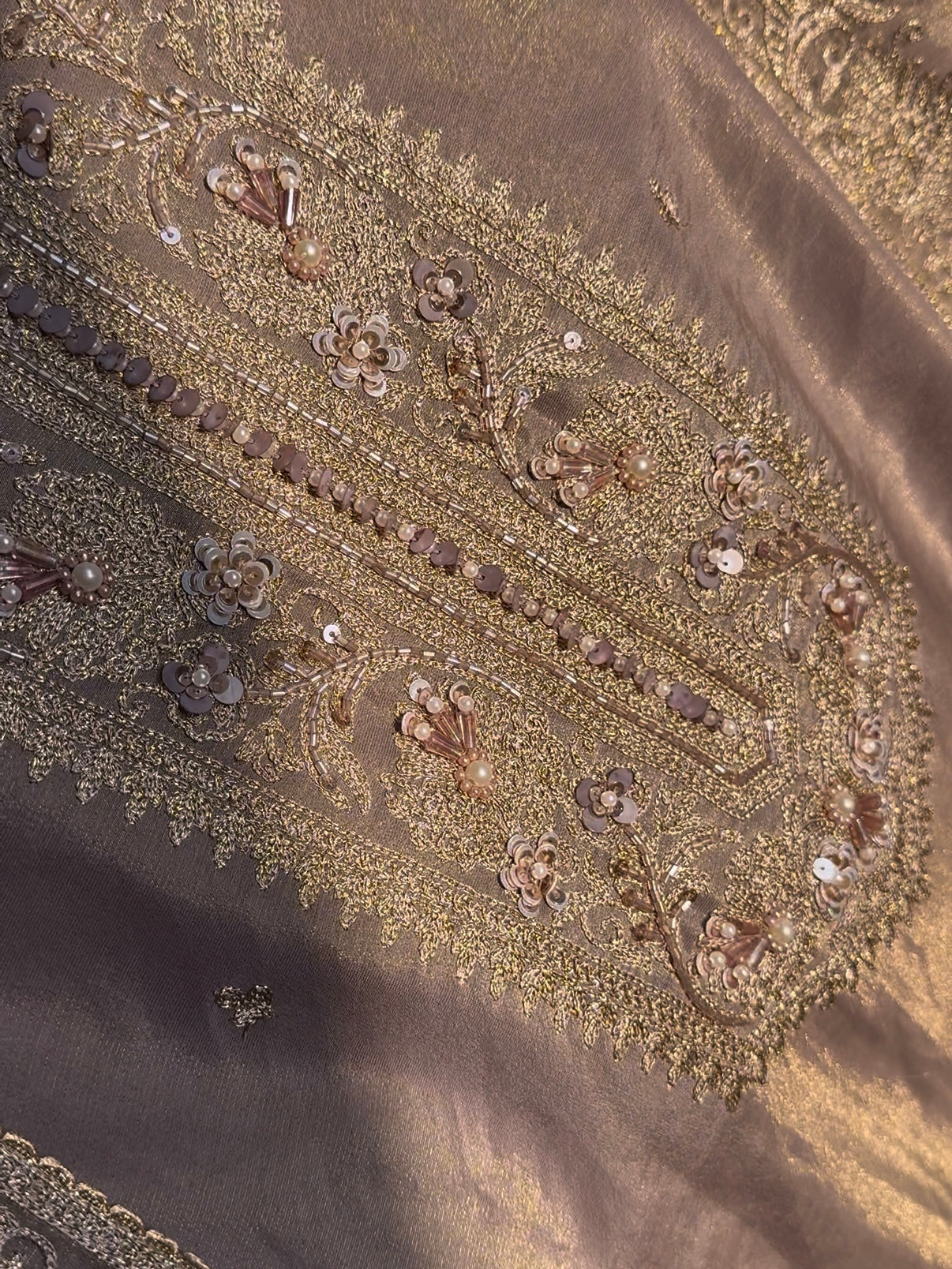 Premium tissue silk hand embroidered suit