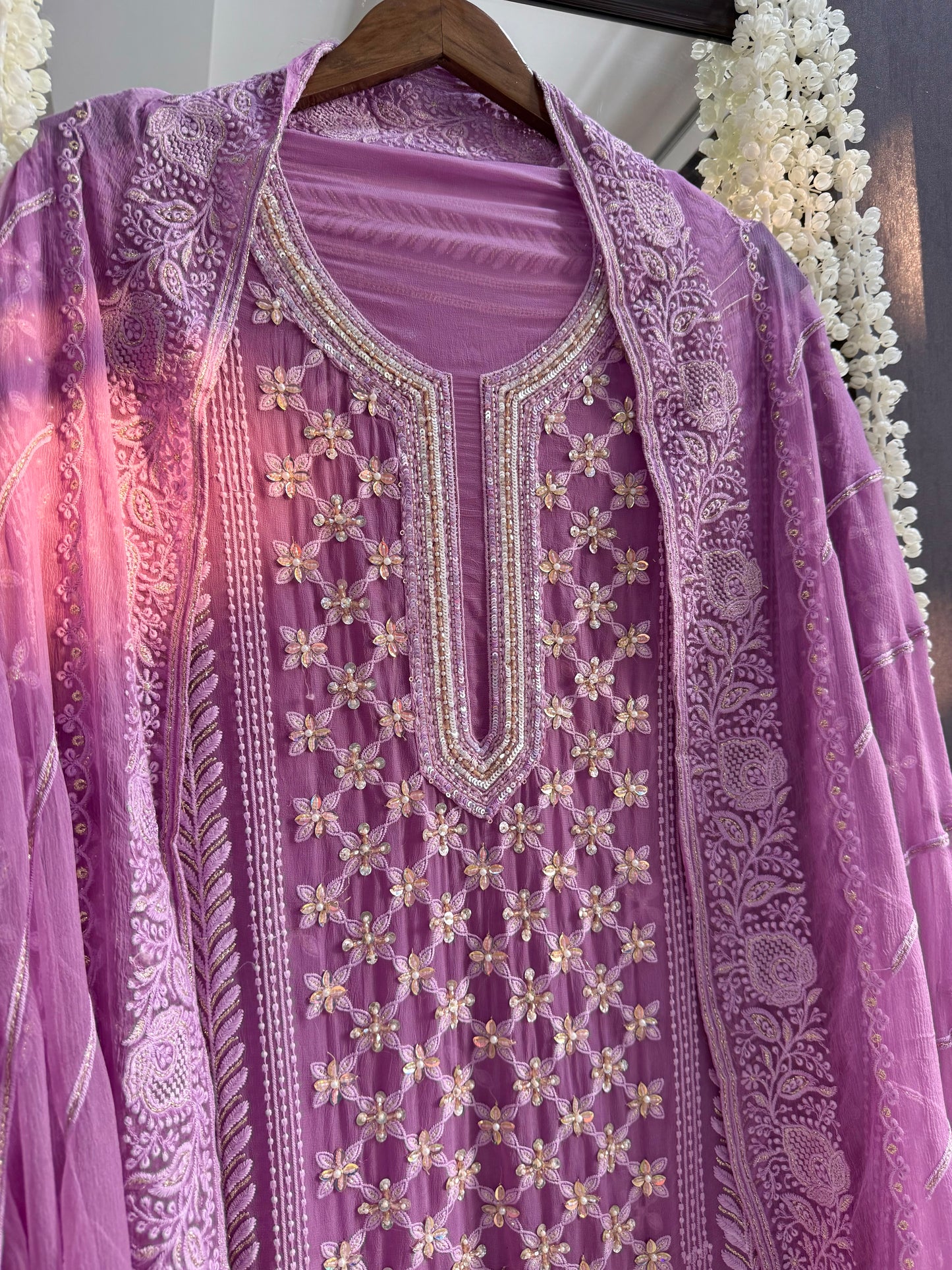 Lucknowi crystal handwork suit
