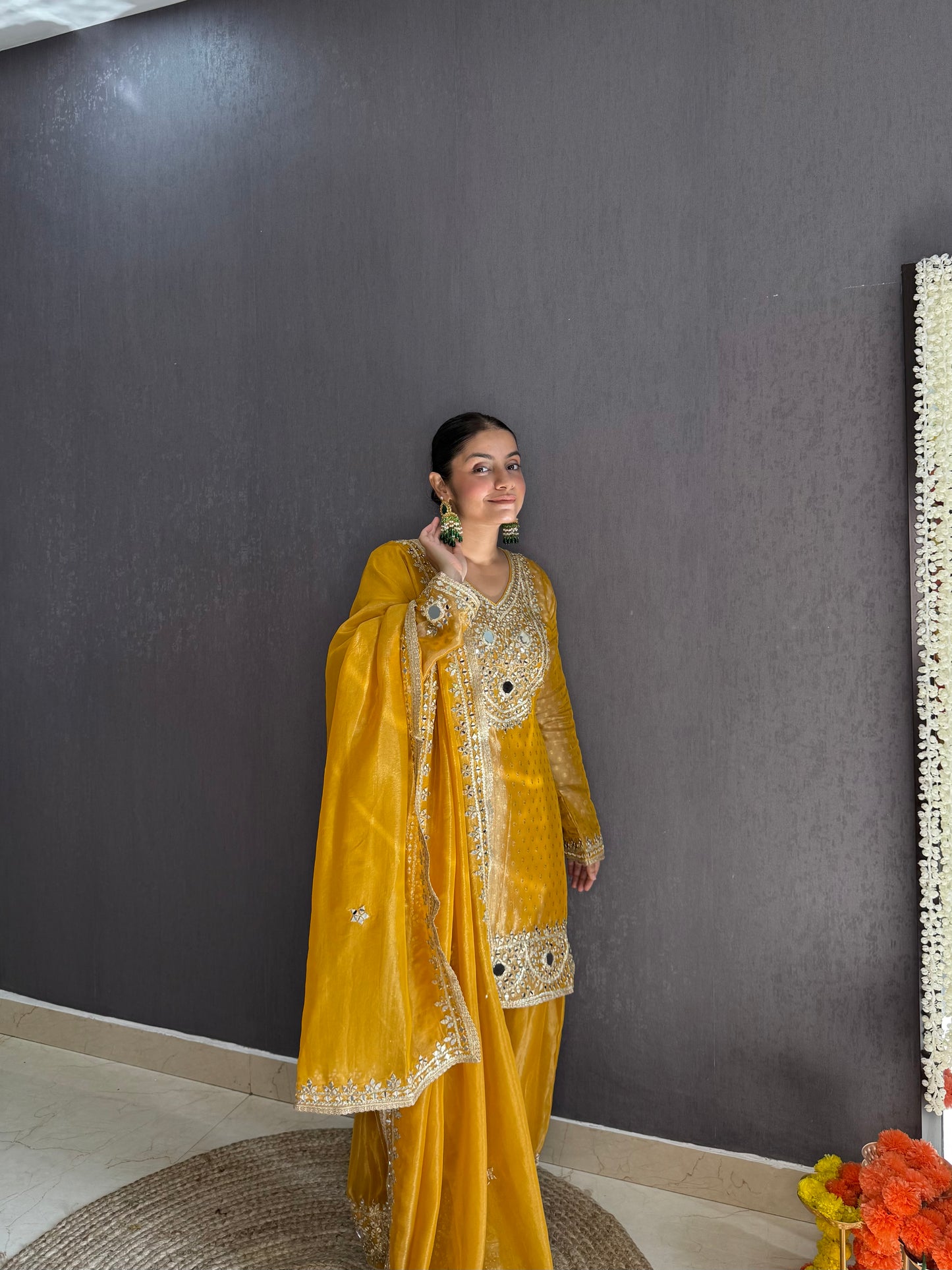 Luxurious mirrorwork farshi salwar set