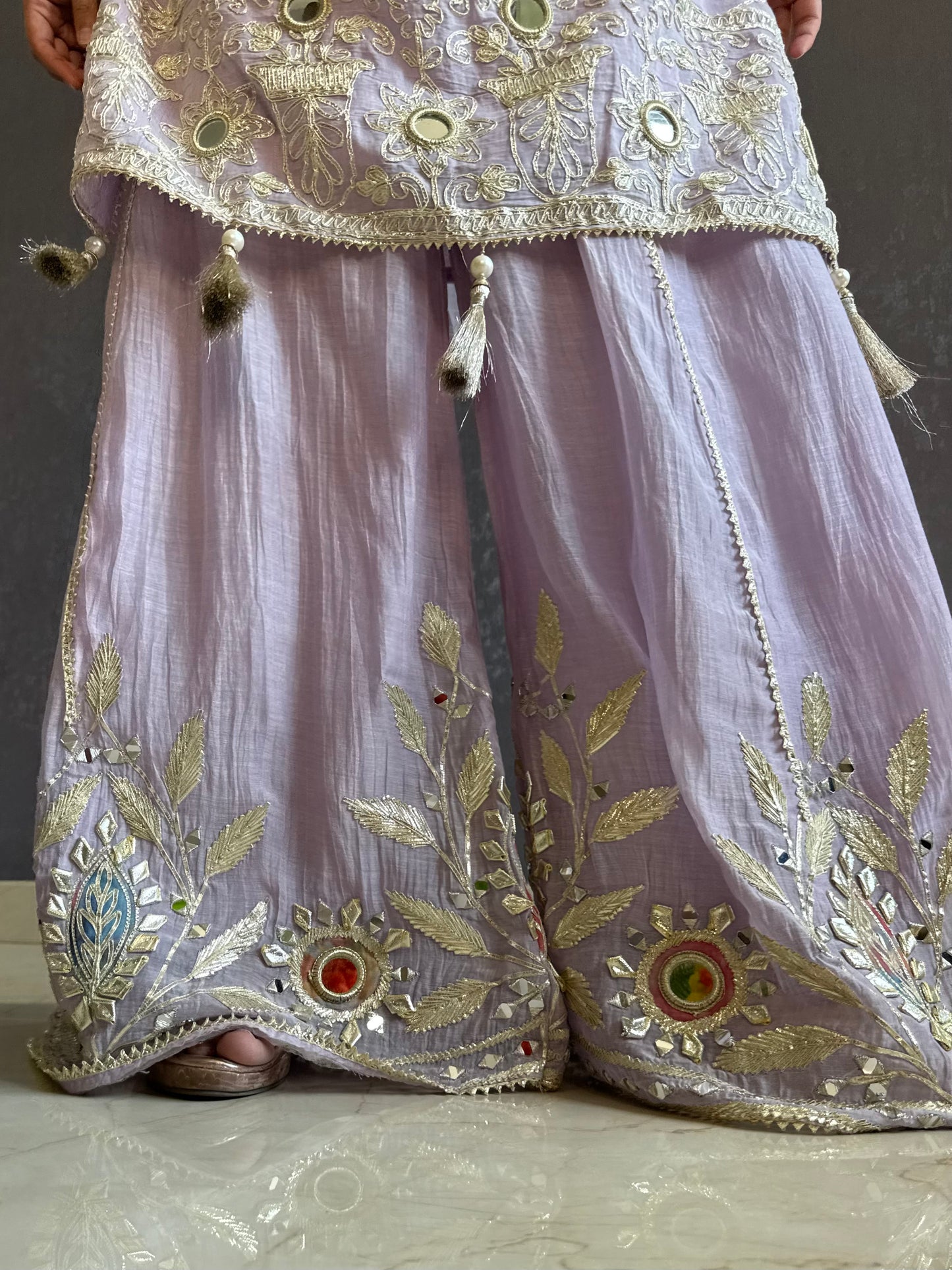 Luxurious mul cotton gotapatti sharara set