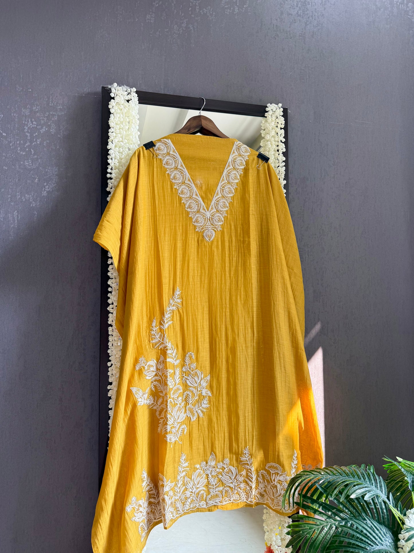 Luxurious aari work Mul chanderi suit
