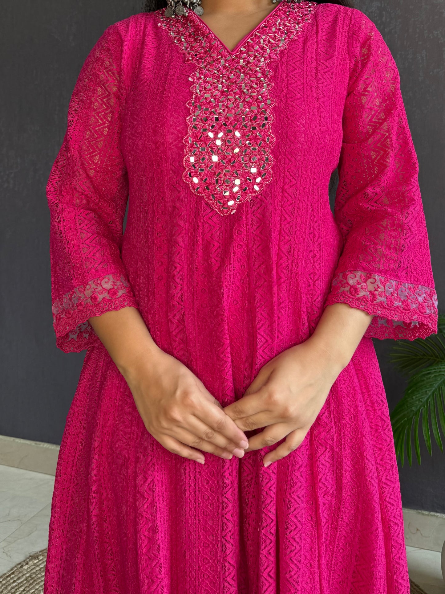 Pure cotton lace work Anarkali