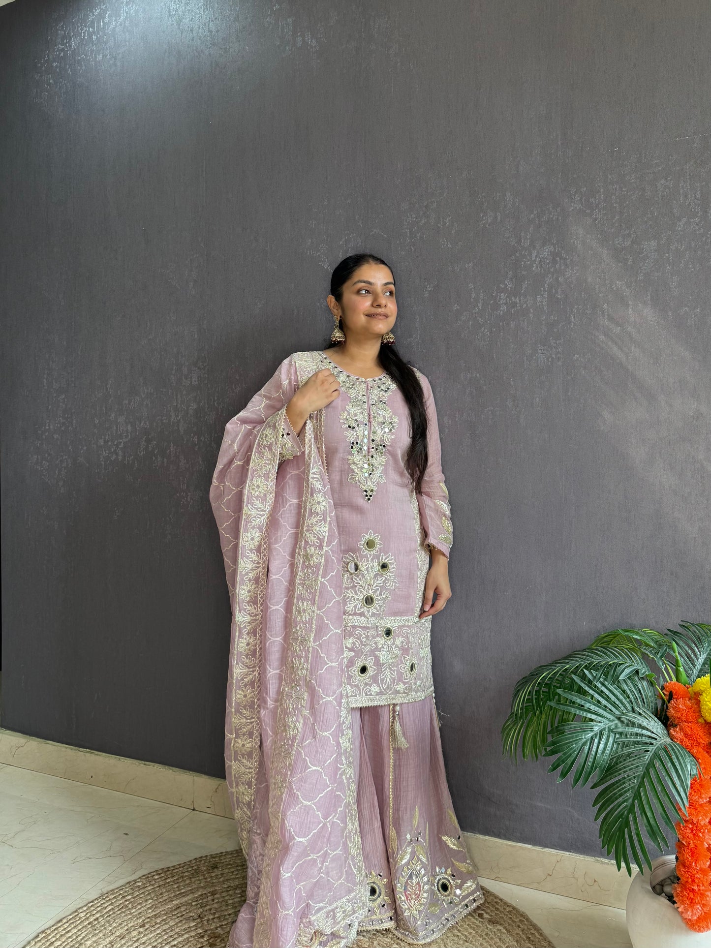 Luxurious mul cotton gotapatti sharara set