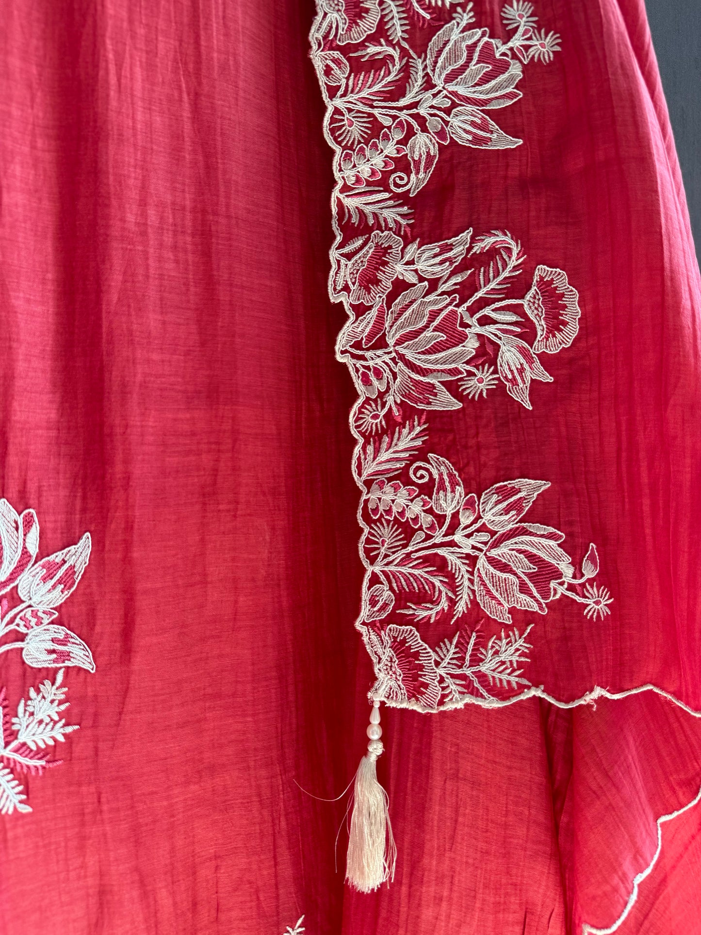 Luxurious aari work Mul chanderi suit