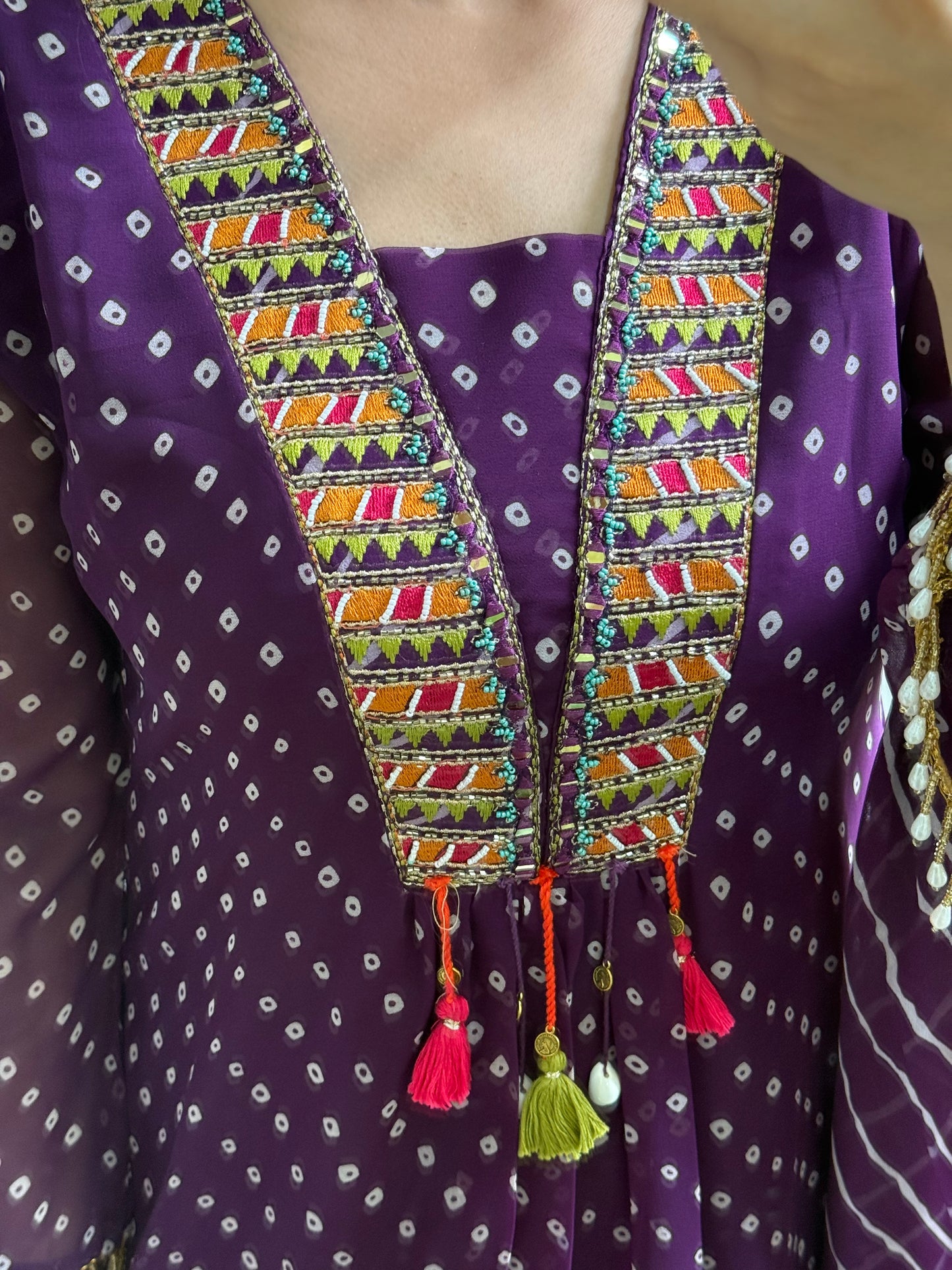 Handwork Bandhani Sharara suit