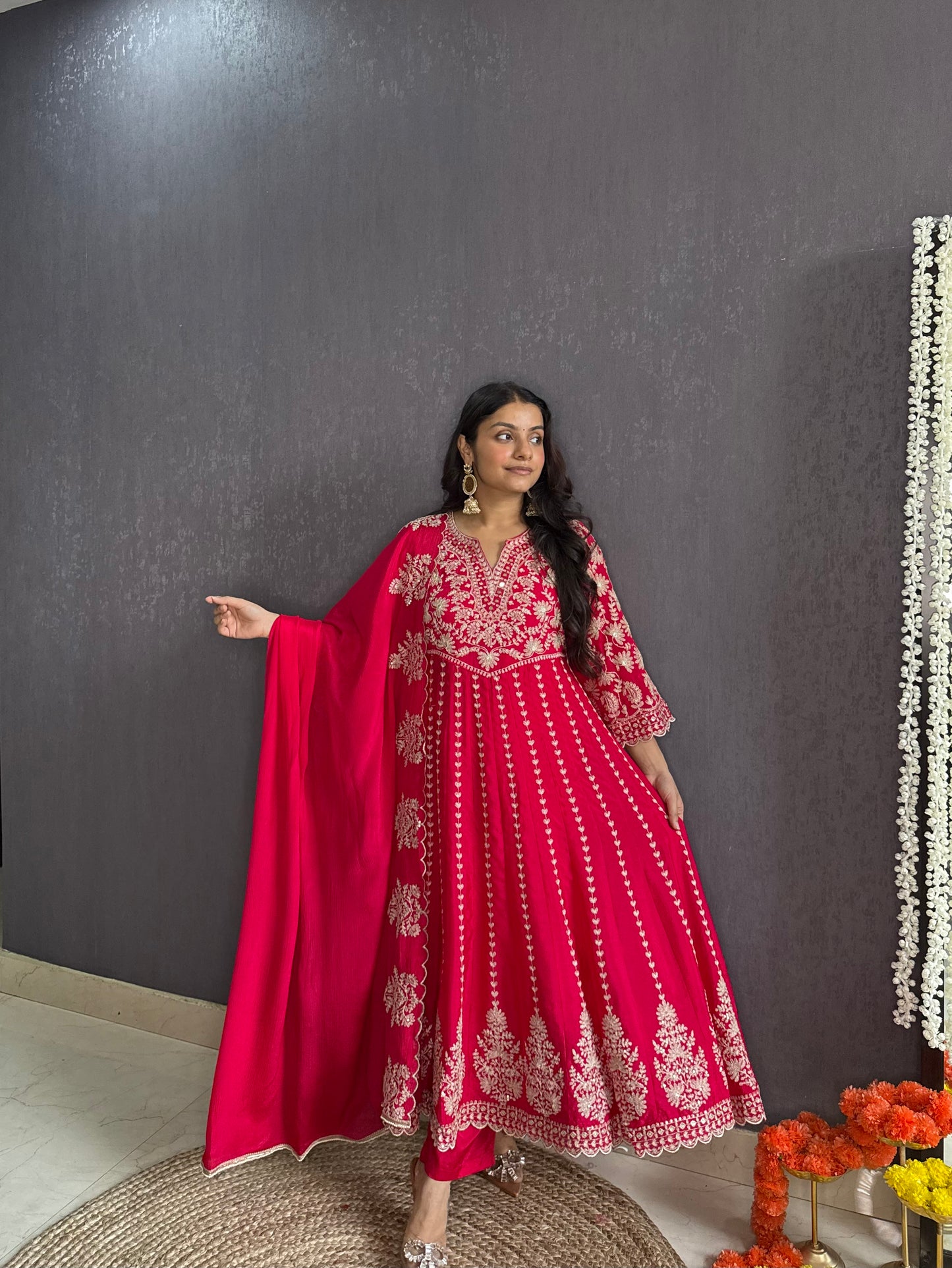 Kalidaar aari work Anarkali set
