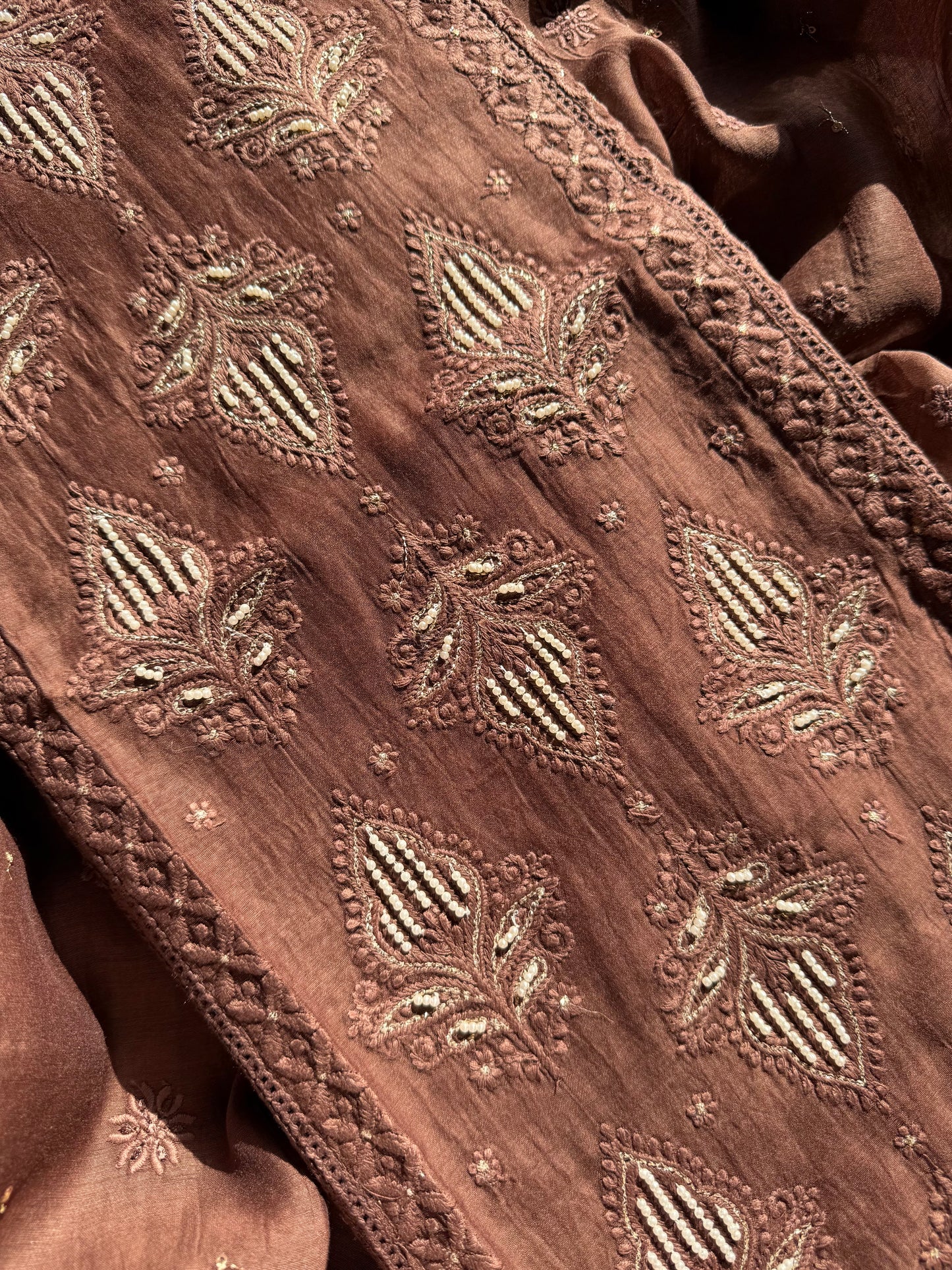 Luxurious Mul chanderi lucknowi handwork suit