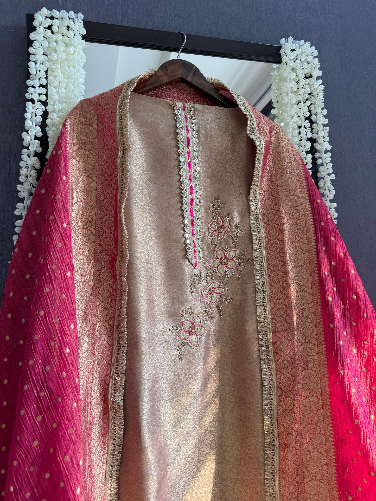 Luxurious brocade zardozi suit