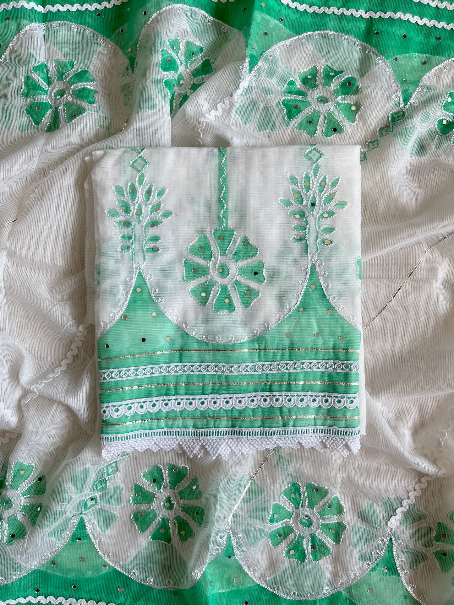 Kota doria aari work handpainted suits