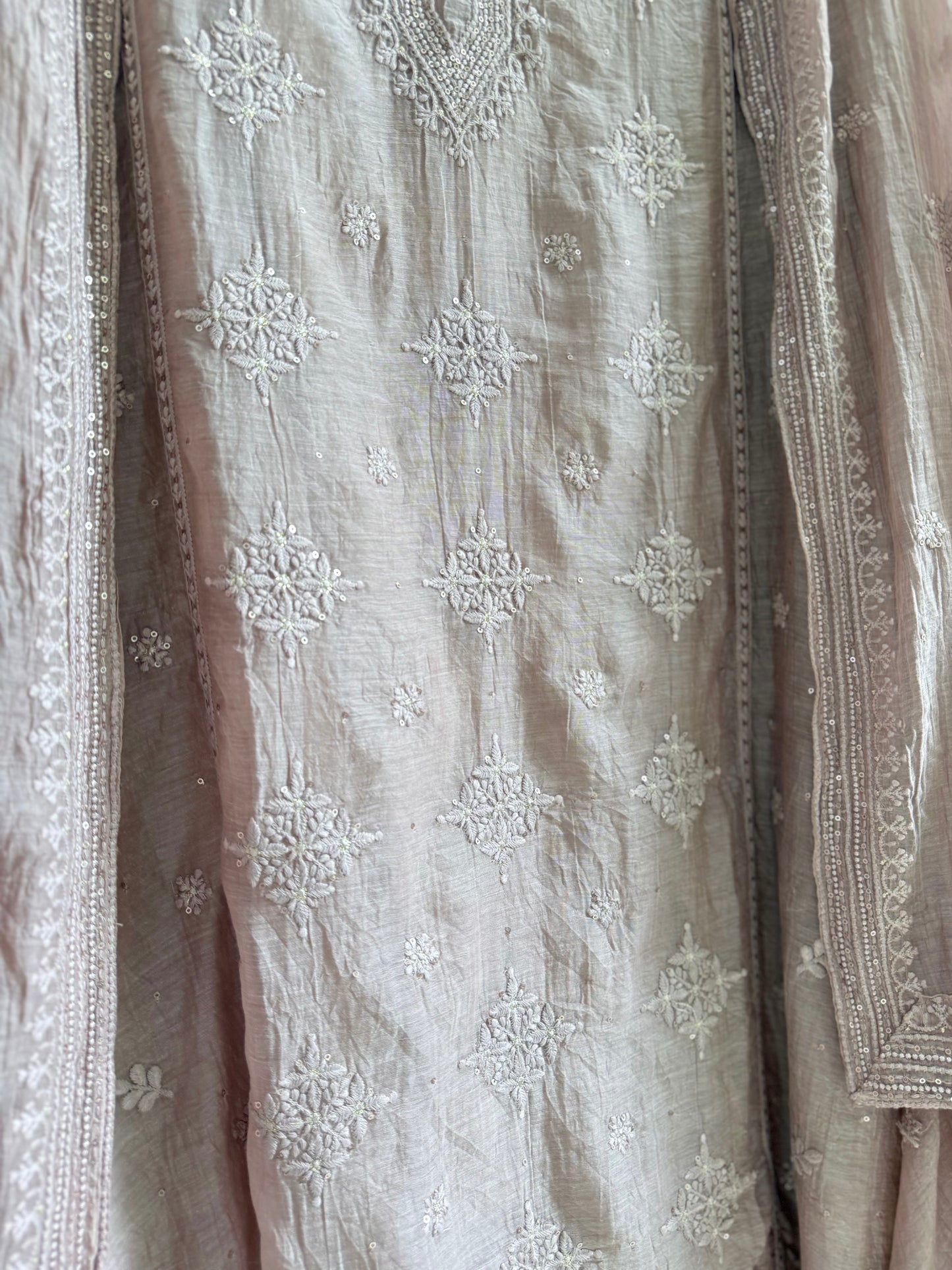 Luxurious Mul chanderi lucknowi handwork suit