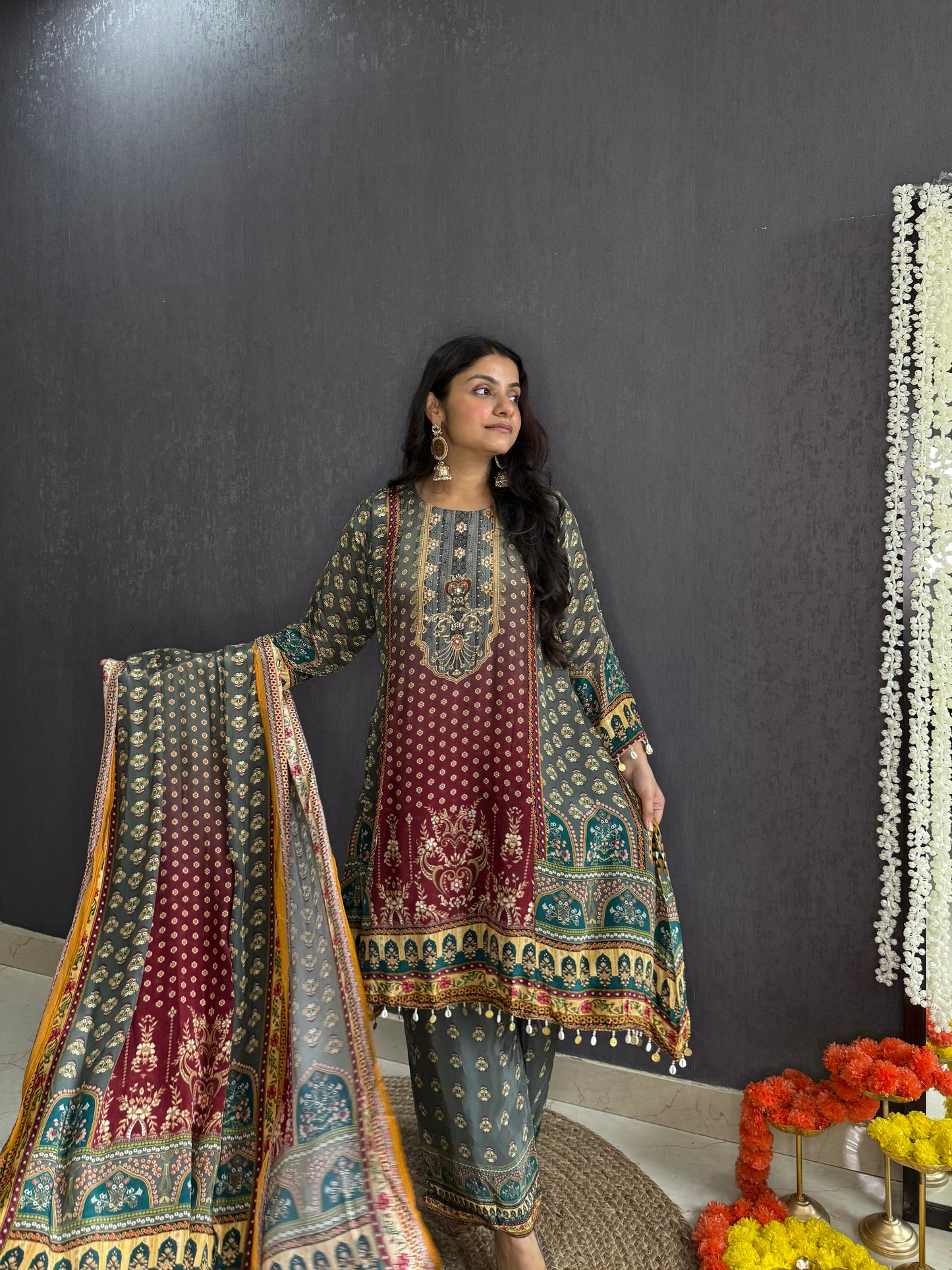 Digitally printed high low Suit