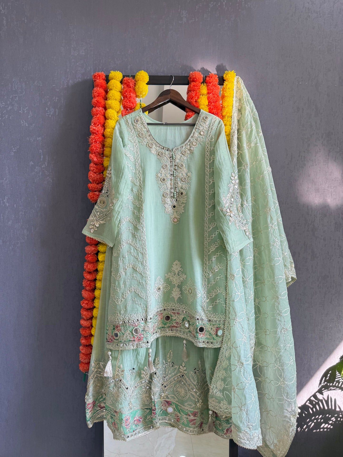 Luxurious mul cotton gotapatti sharara set