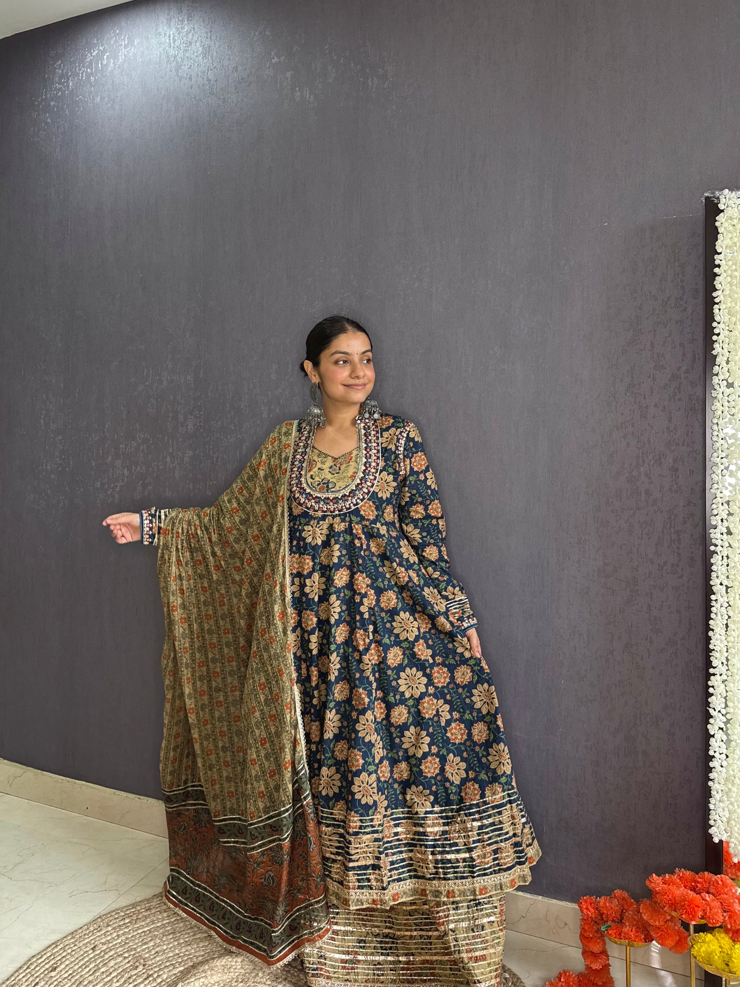 Pure cotton gota double Anarkali