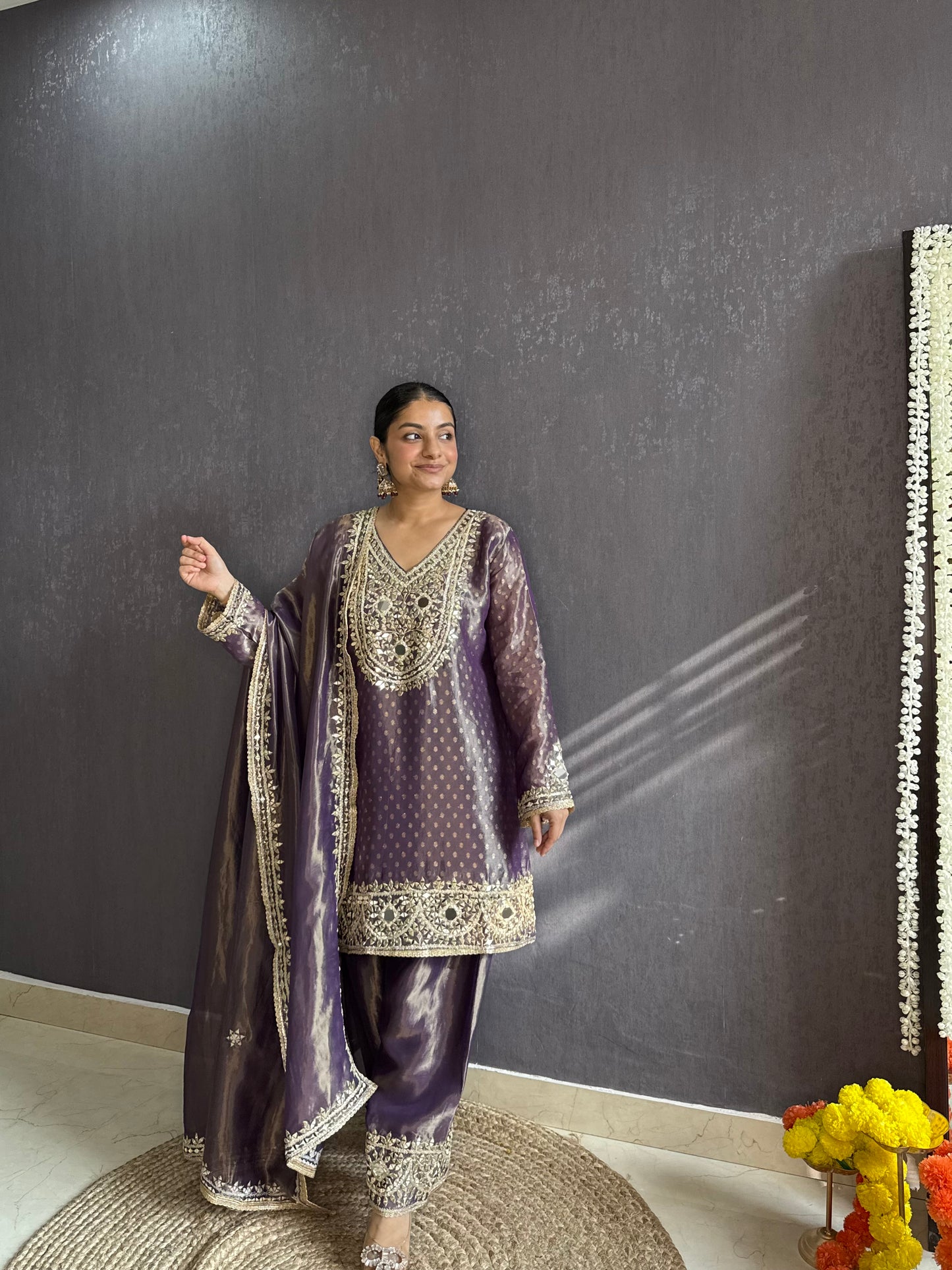 Luxurious mirrorwork farshi salwar set