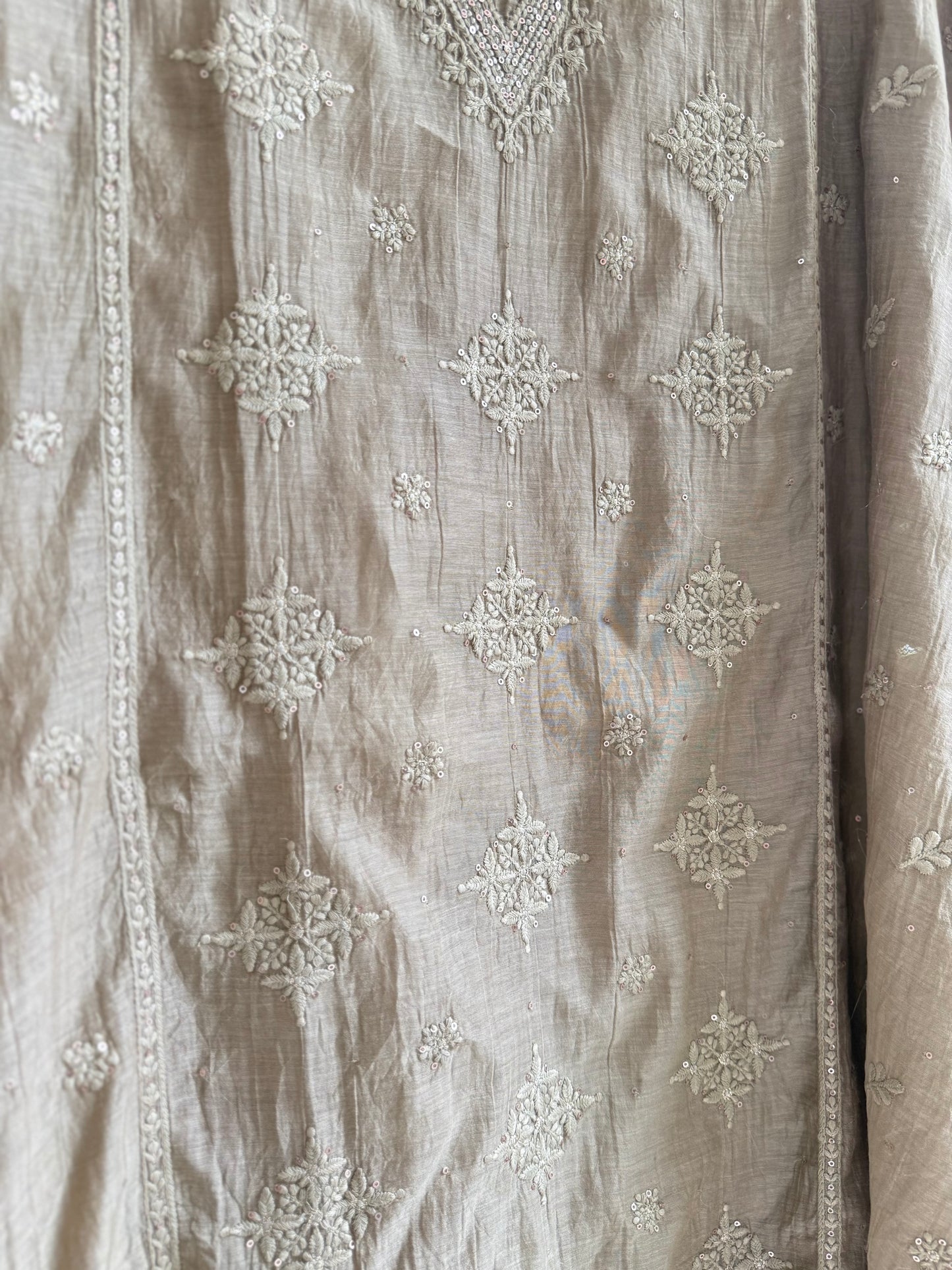 Luxurious Mul chanderi lucknowi handwork suit