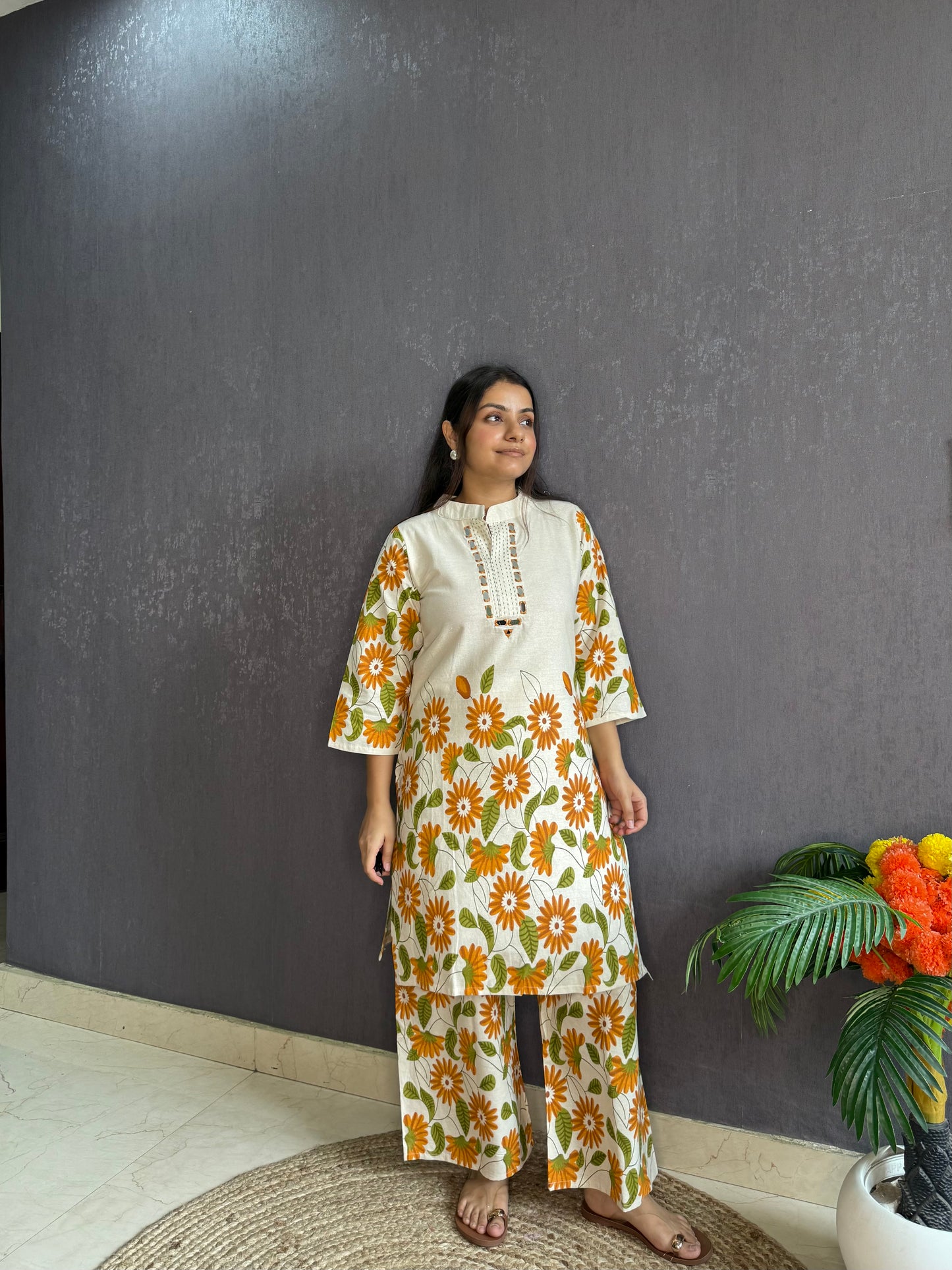 Sunflower cotton Coord set