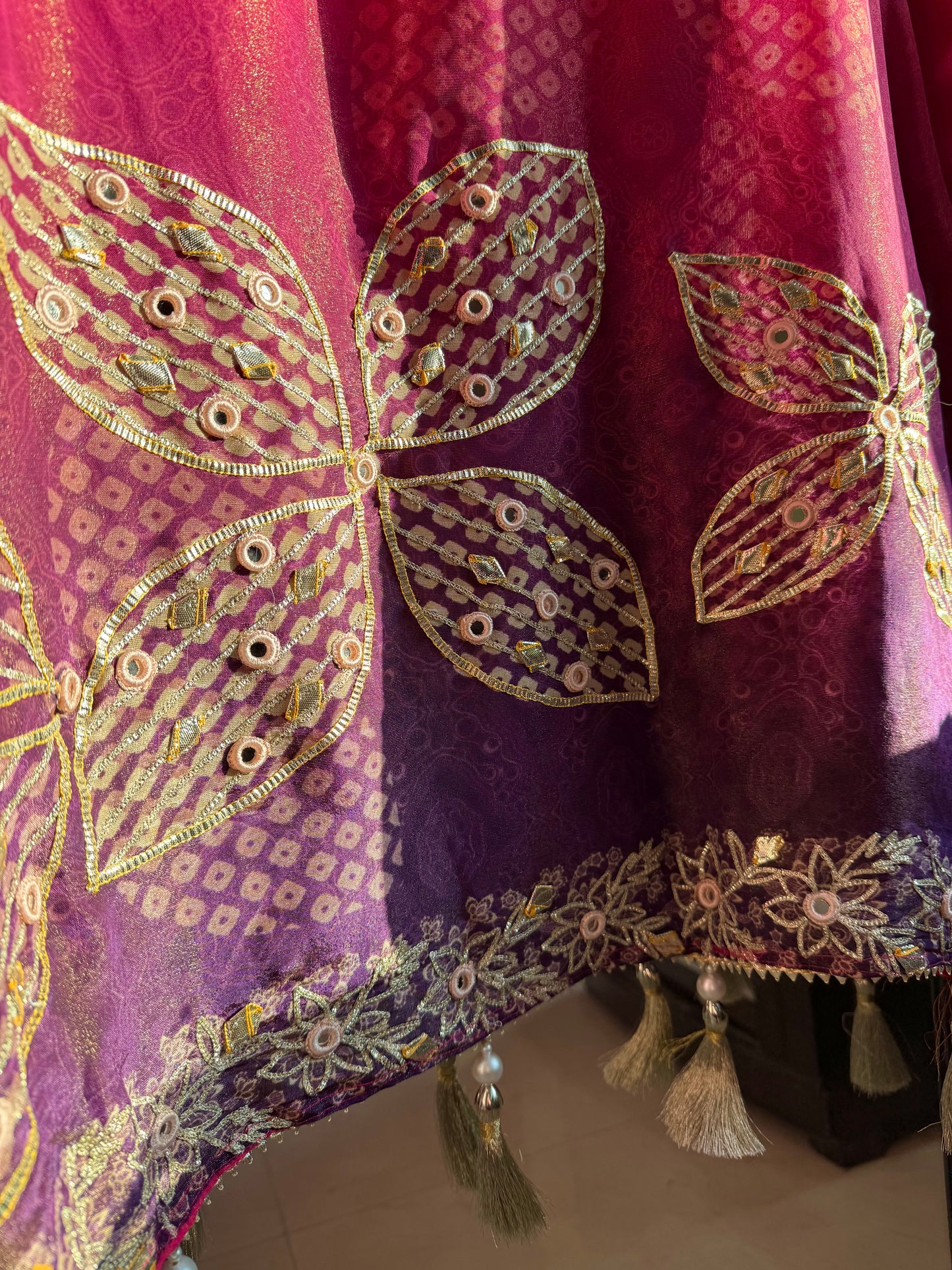 Luxurious Bhandej ombré gotapatti suits