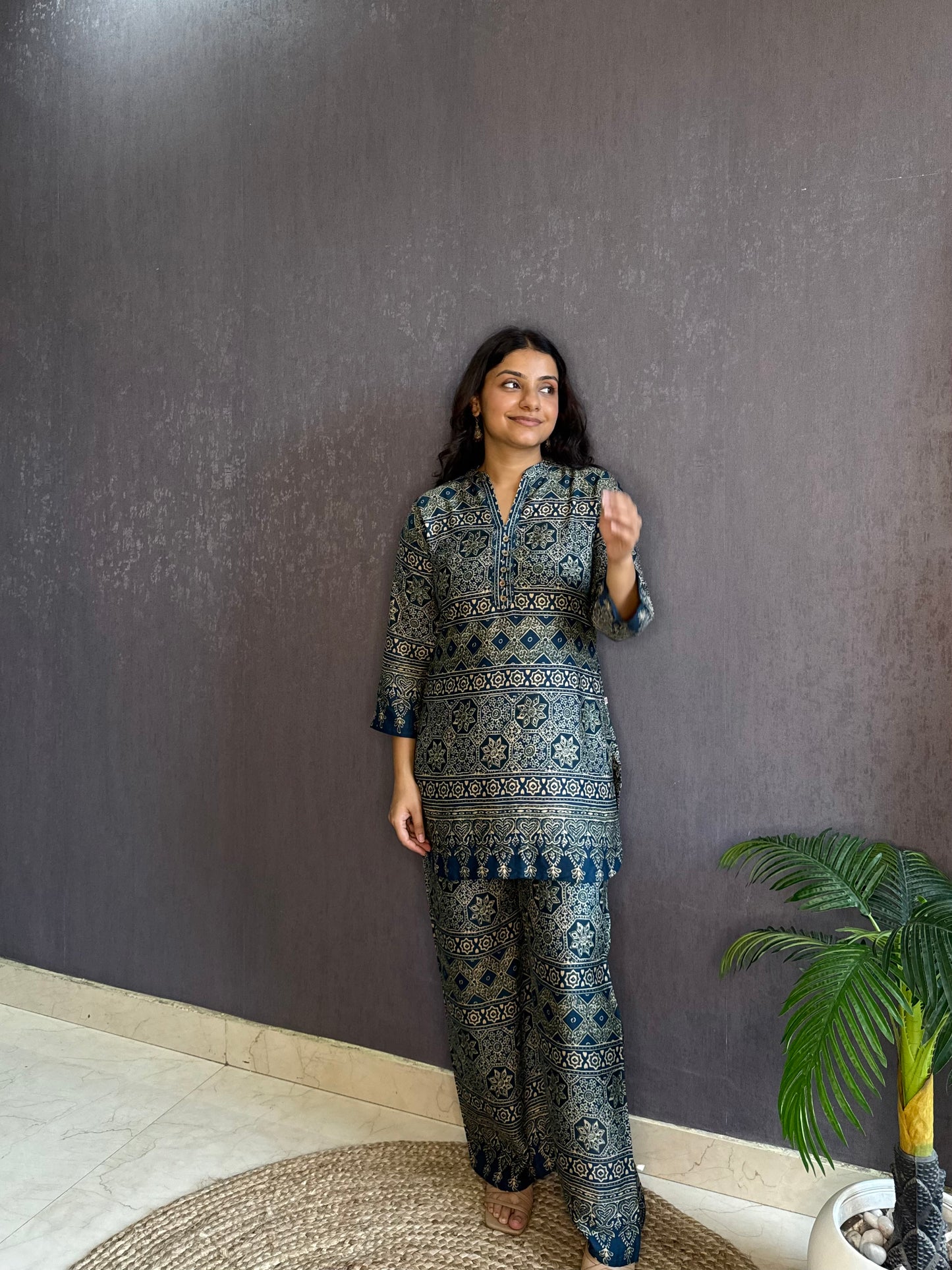 Modal cotton Ajrakh Coord set