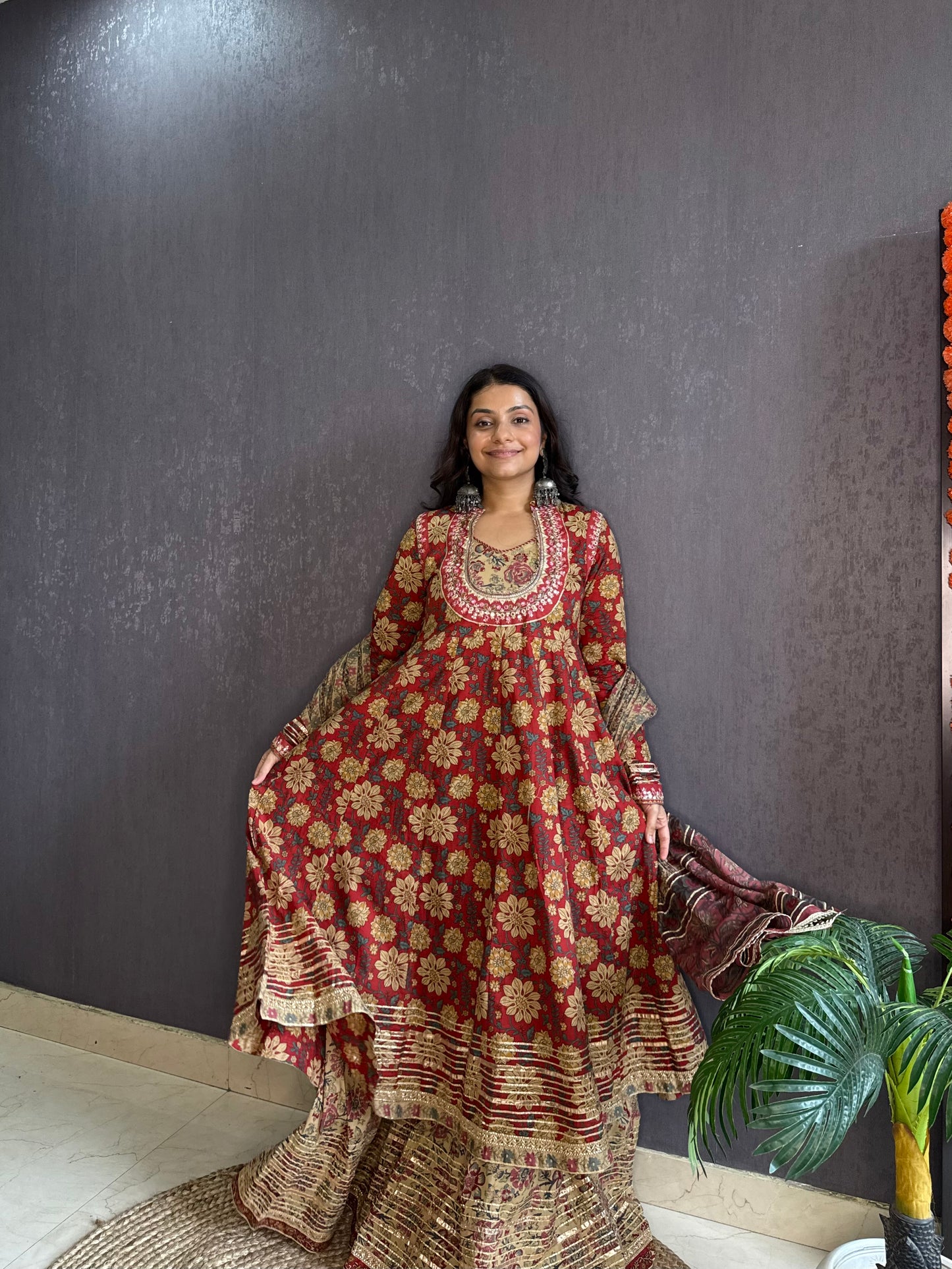 Pure cotton gota double Anarkali