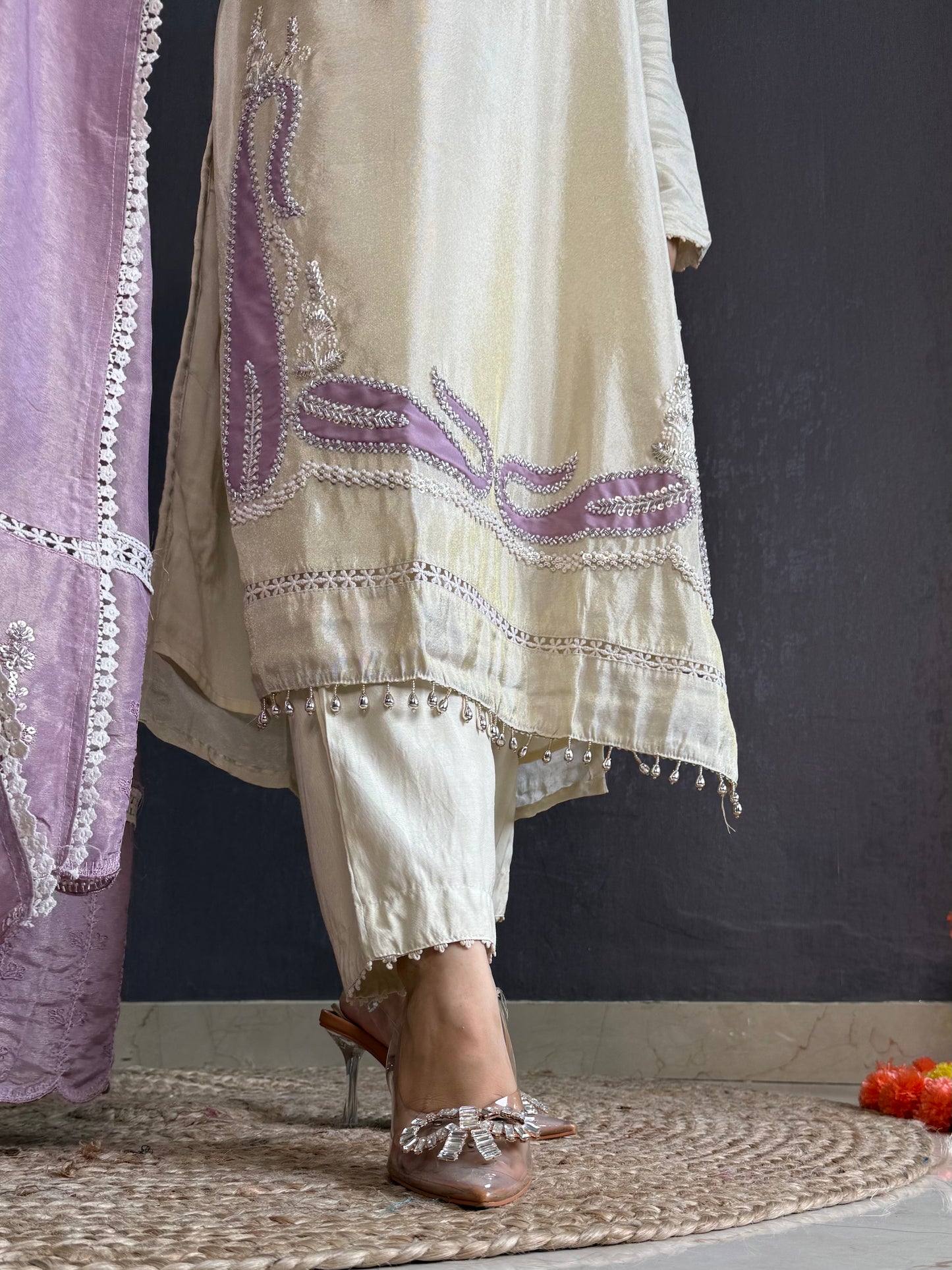 Tissue silk Handwork suit set