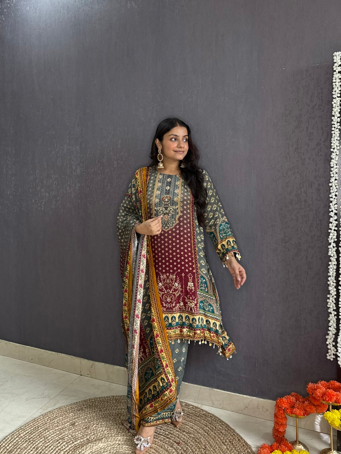 Digitally printed high low Suit