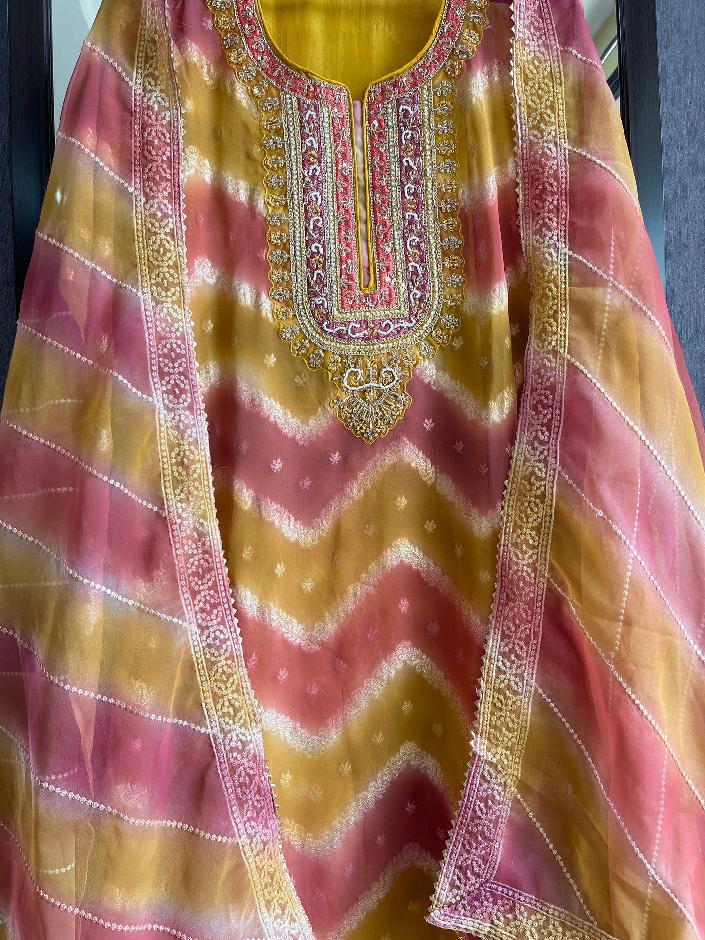 Benarsi organza handwork suit