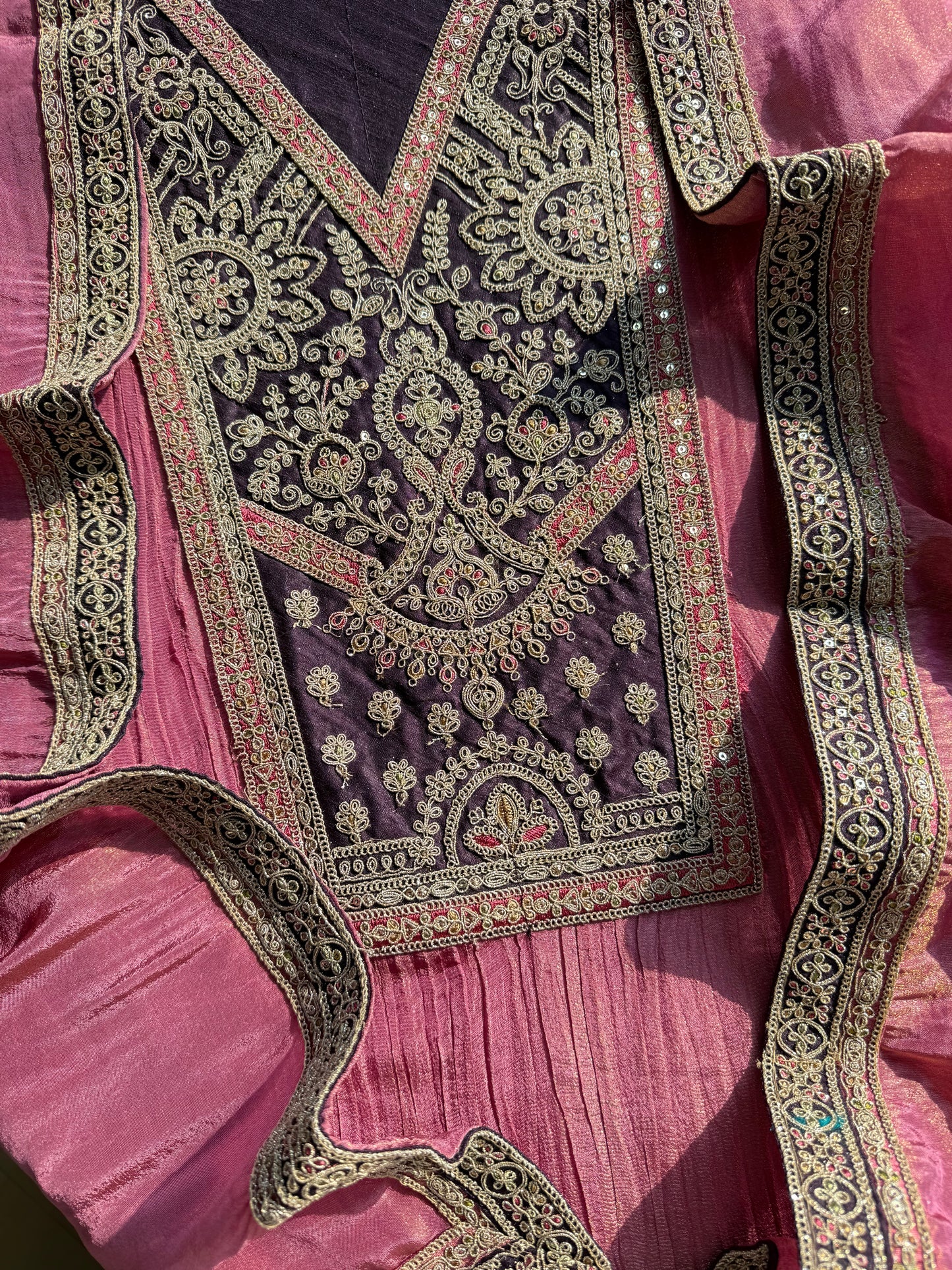 Crush tissue marori aari work suit