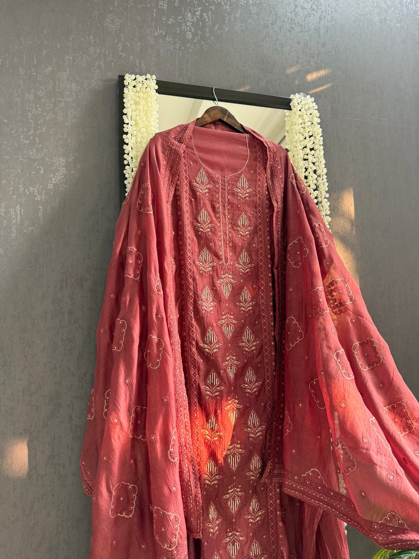 Luxurious Mul chanderi lucknowi handwork suit