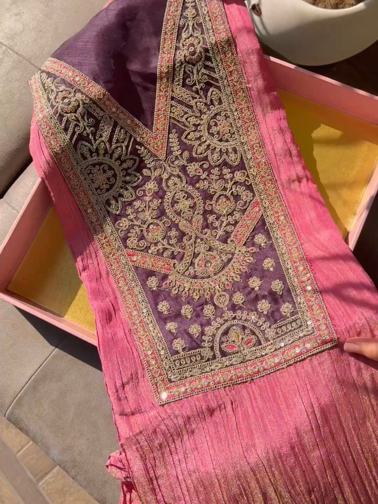 Crush tissue marori aari work suit