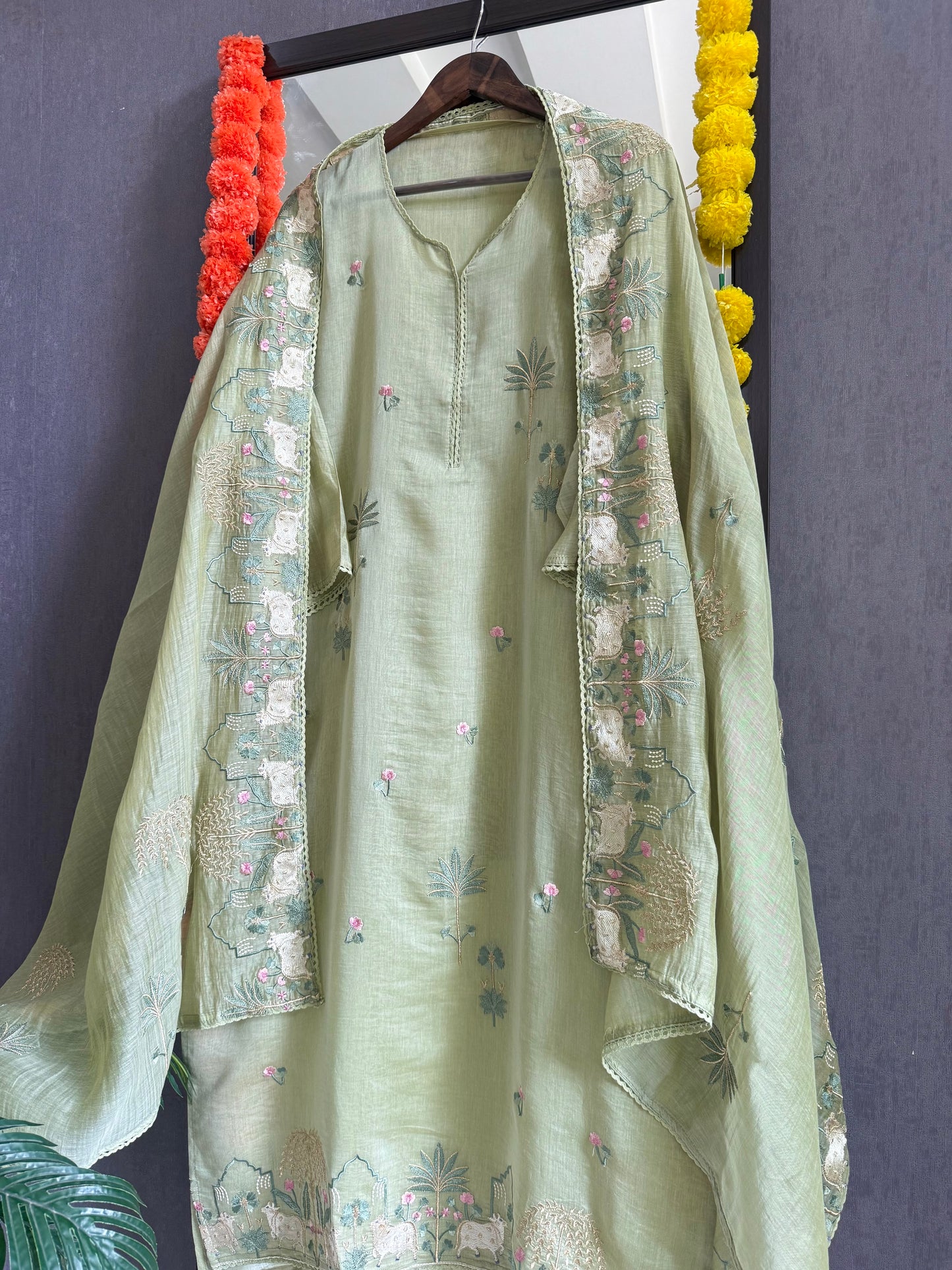 Luxurious Mul chanderi pichwai suit