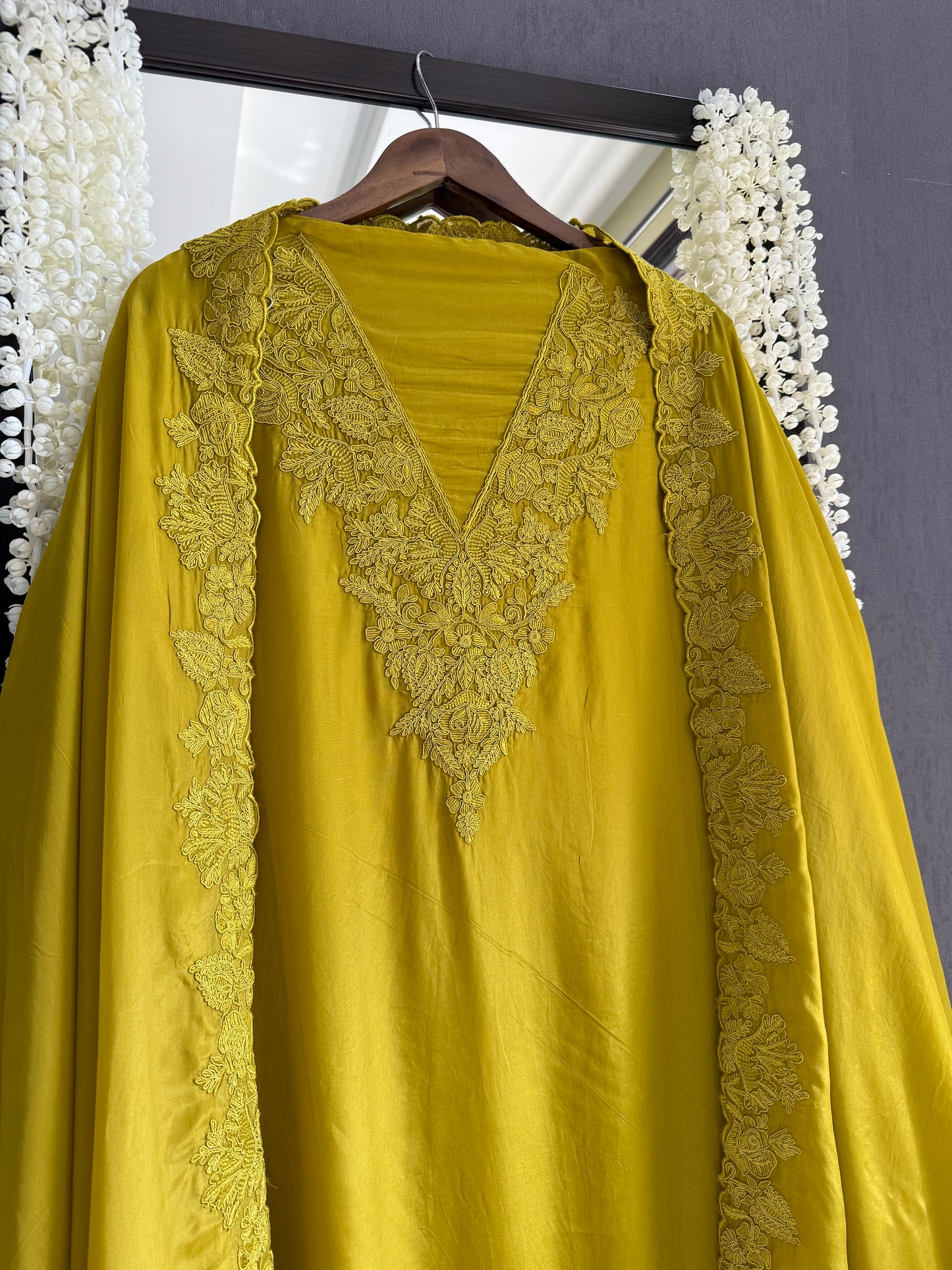 Luxurious aari work organza suit