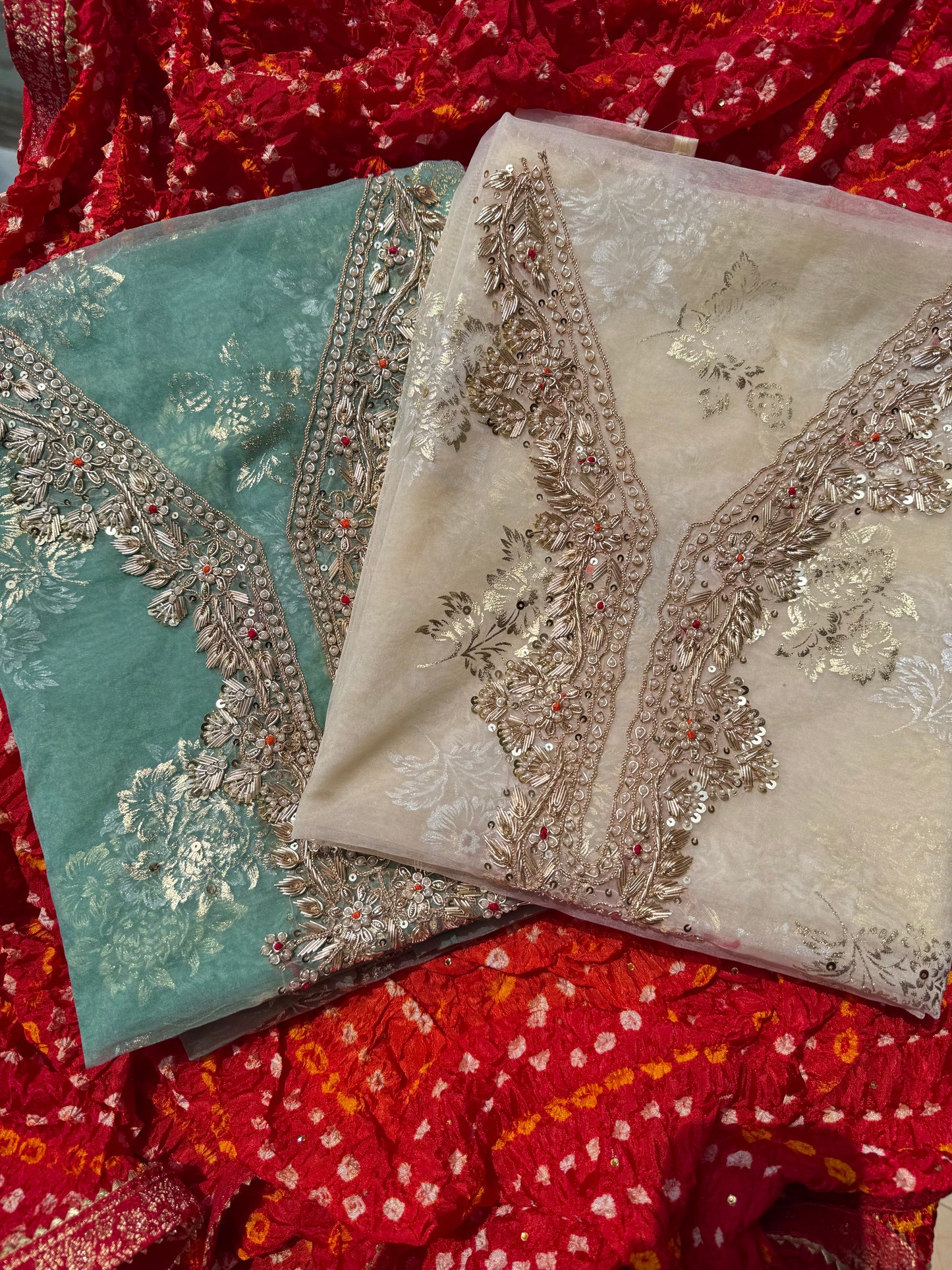 Zardozi bandhani suit